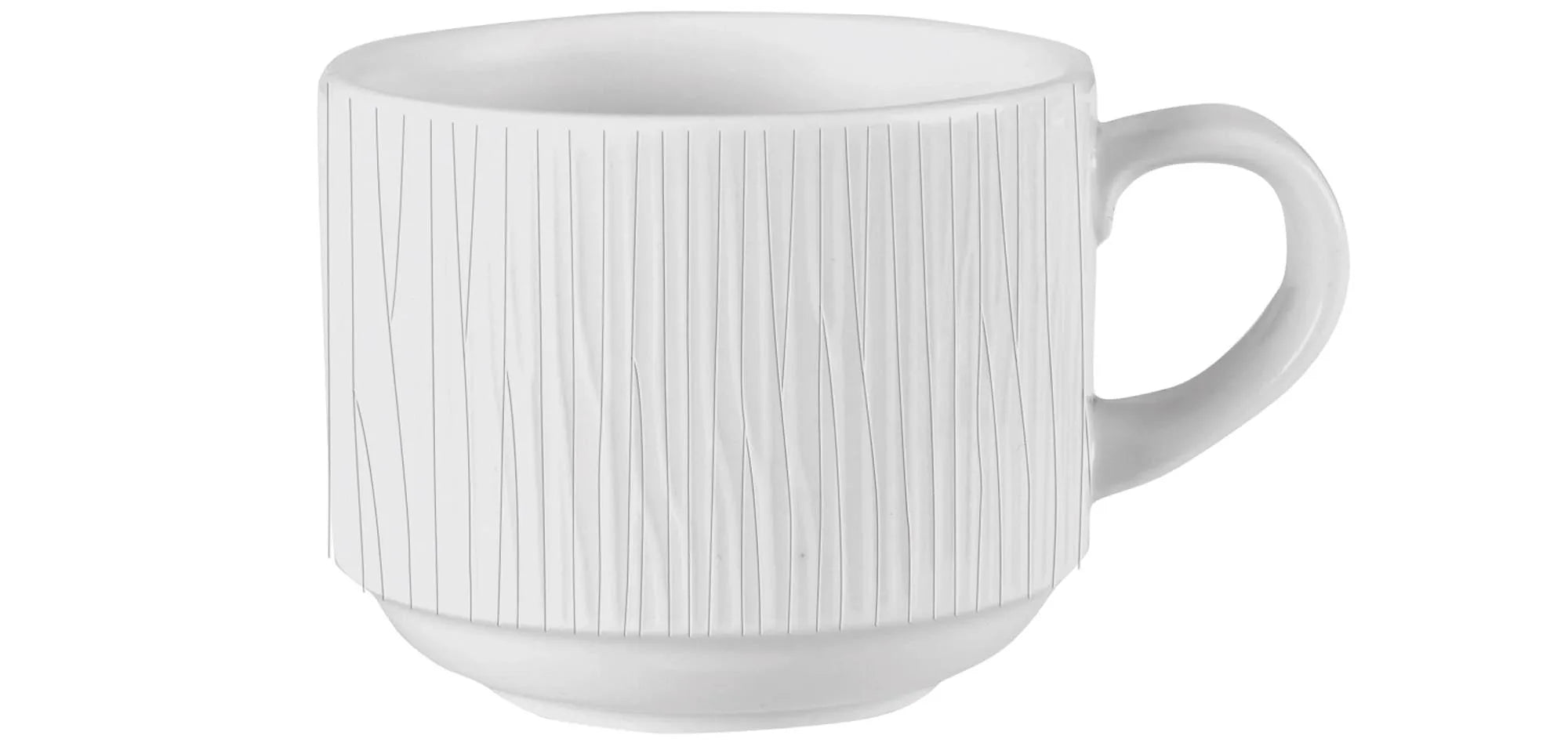 Stilvolle Bamboo White Tasse 22cl von Churchill: stapelbar, langlebig, aus hochwertigem Porzellan, ideal für Kaffee & Tee.