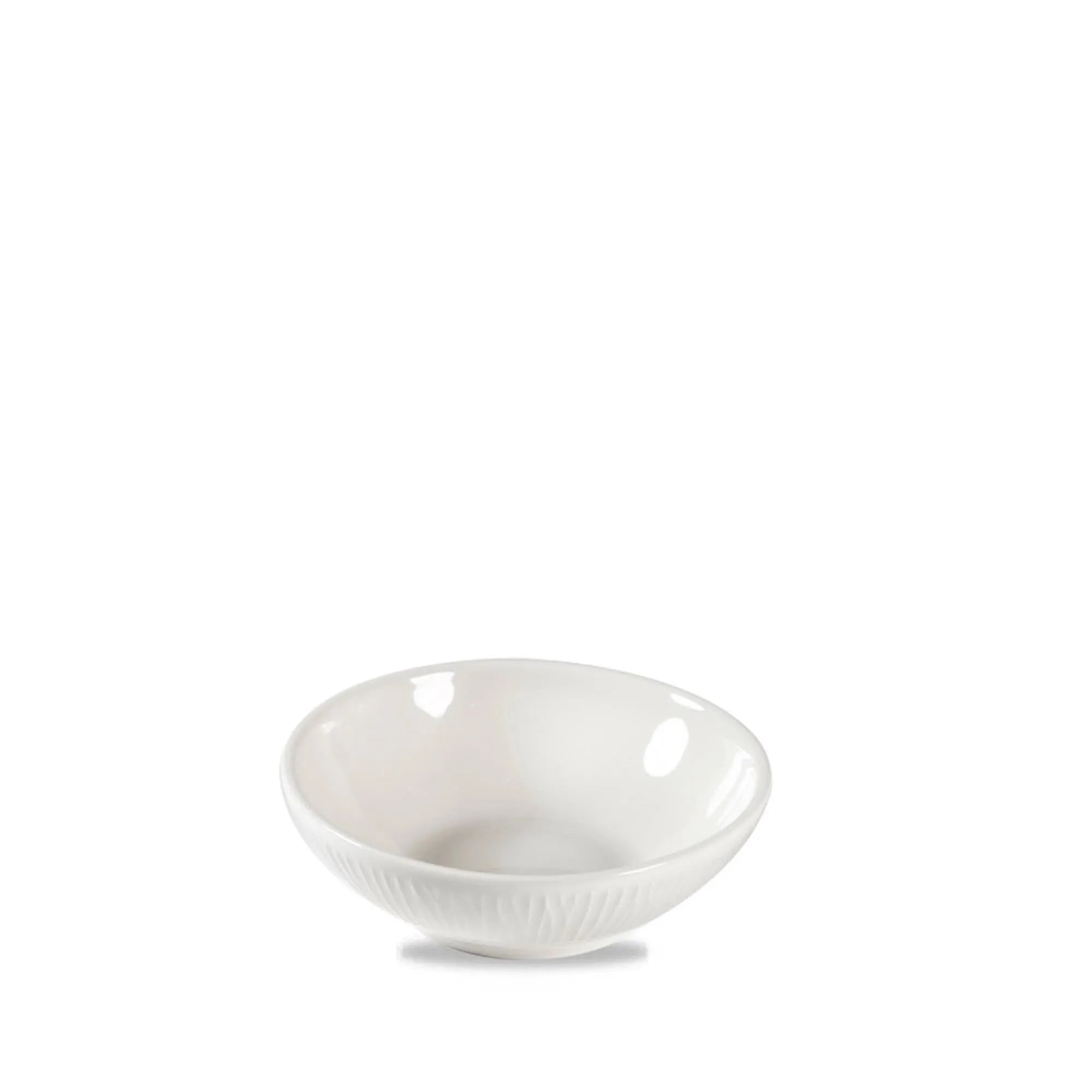 Elegante, flache Bamboo White Schale (13cm, 26cl) aus robustem Bone China, ideal für Vorspeisen, Salate und Desserts.