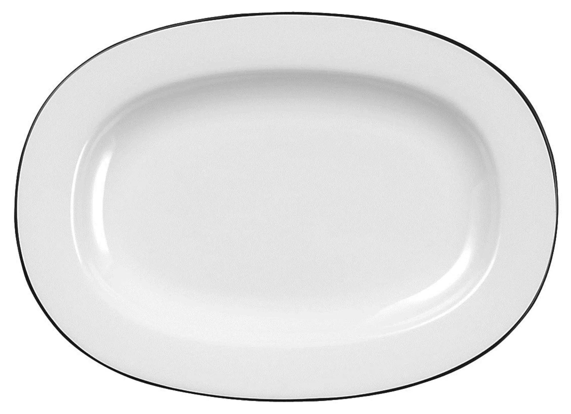 Elegante, ovale Porzellanplatte von Churchill, 33cm, ideal für stilvolle Speisenpräsentation in Restaurants und zu Hause.