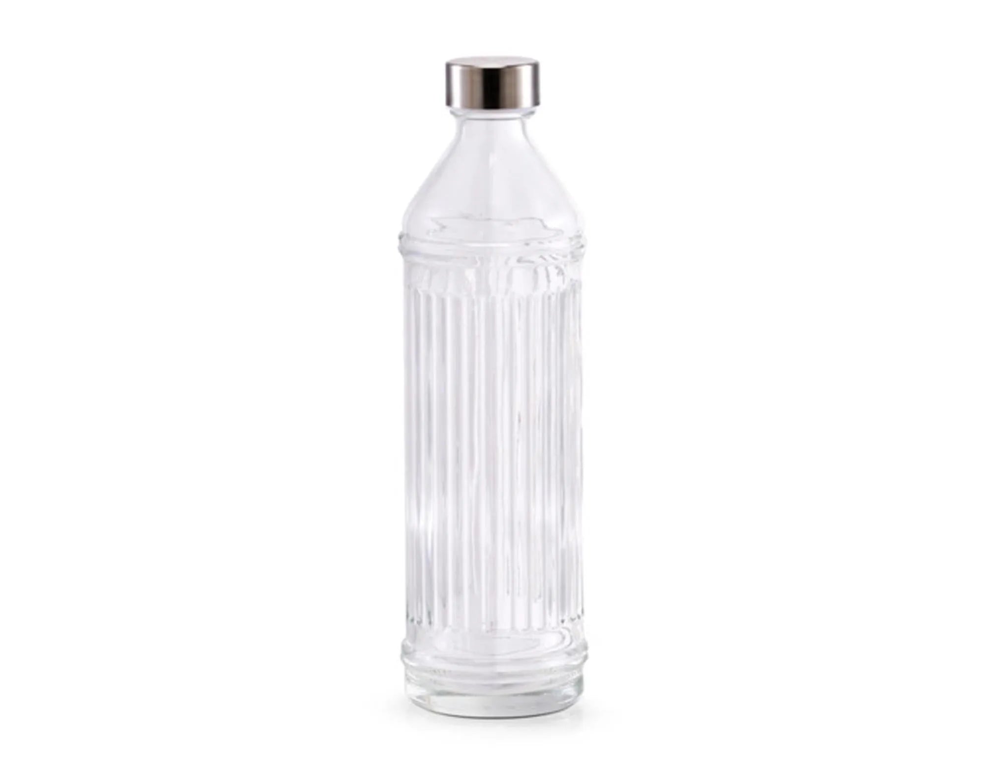 Stilvolle 970 ml Glasflasche von ZELLER PRESENT mit Metalldeckel, ideal für frische Getränke, robust, langlebig und spülmaschinenfest.