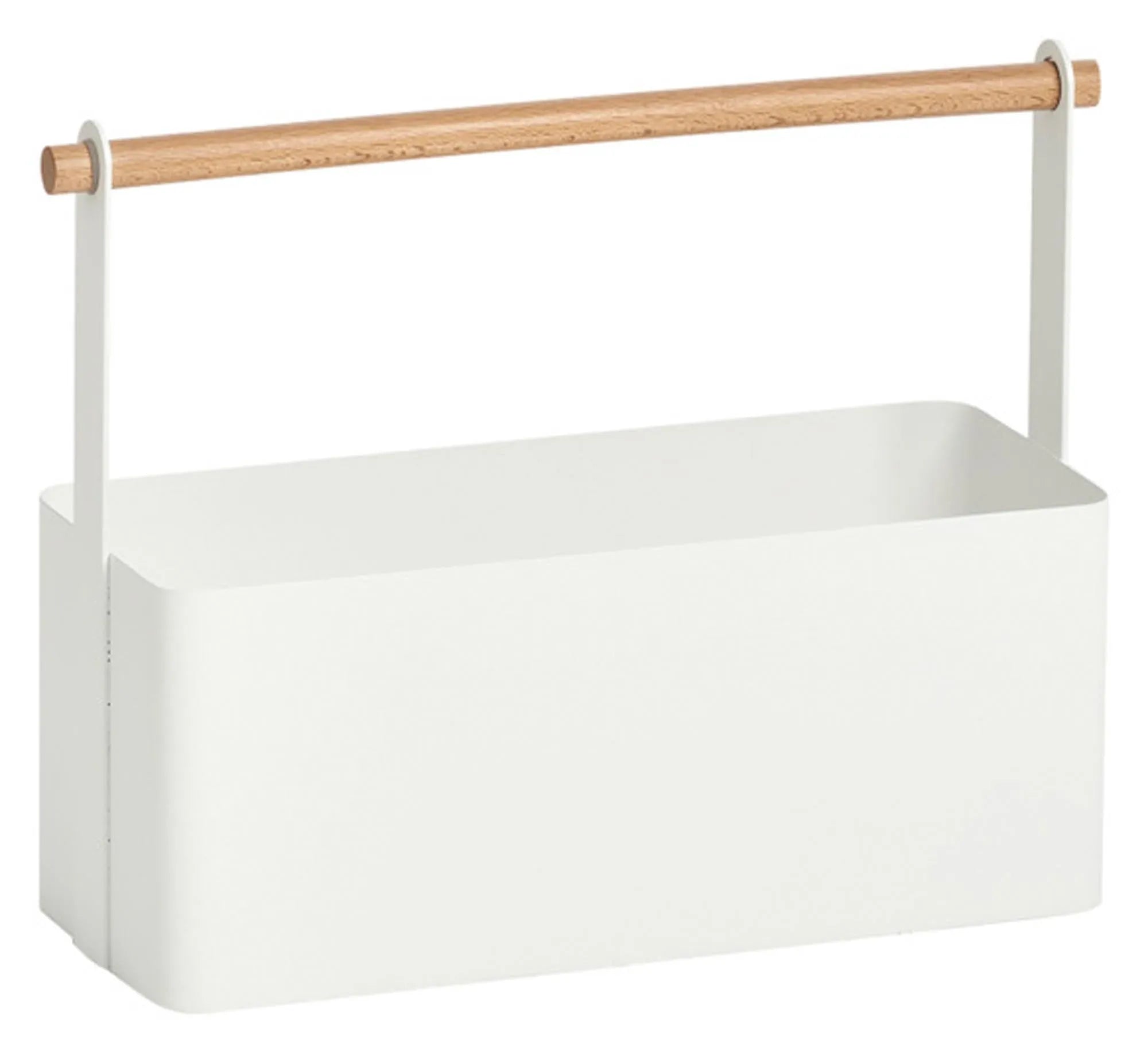 Eleganter Tragekorb aus Metall und Holz, 31,5x12x24 cm, ideal für stilvolle Aufbewahrung und Organisation im Zuhause.