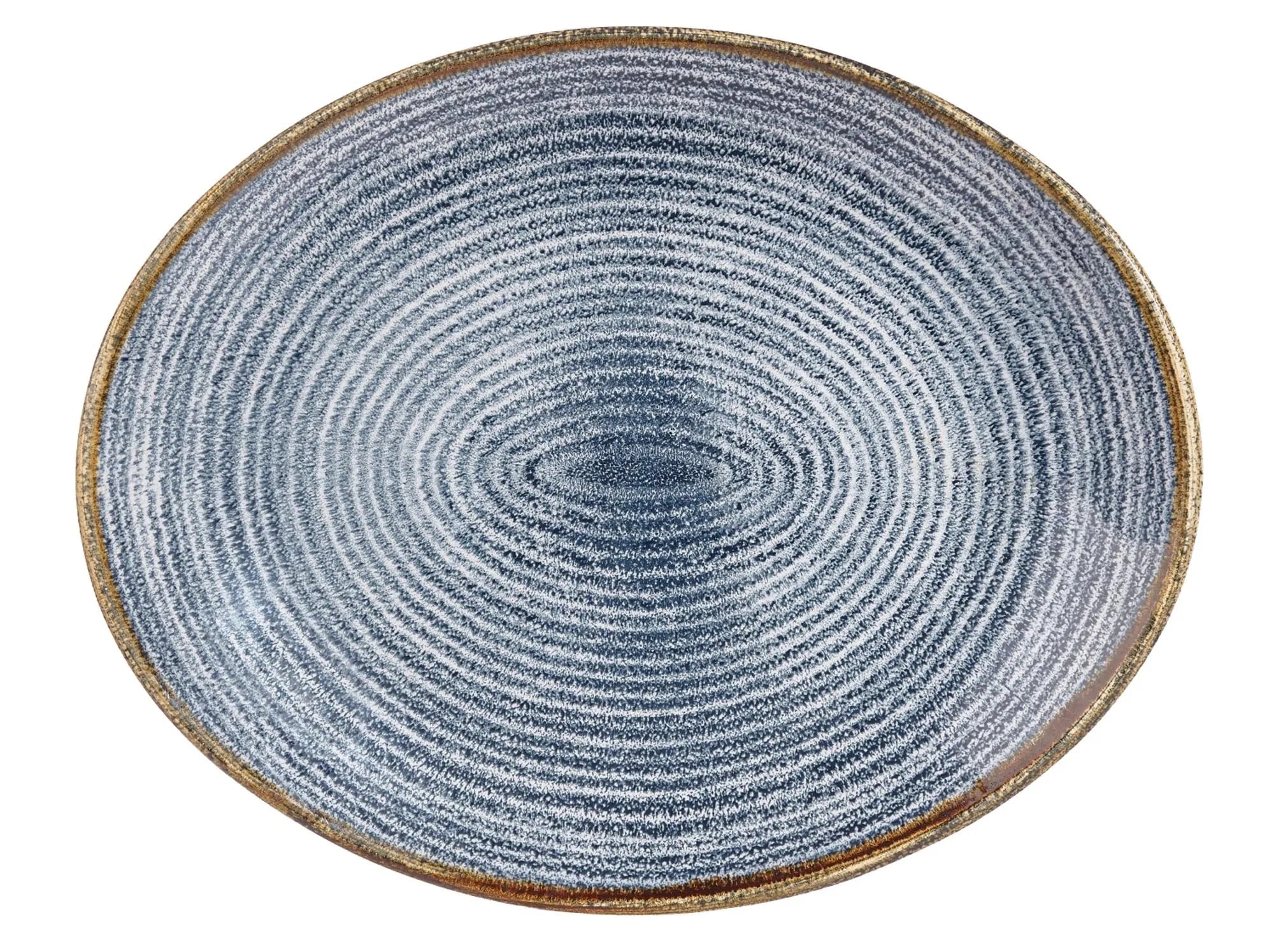 S.P. Homespun Slate Blue Teller oval 31.7x25.5cm - KAQTU Design