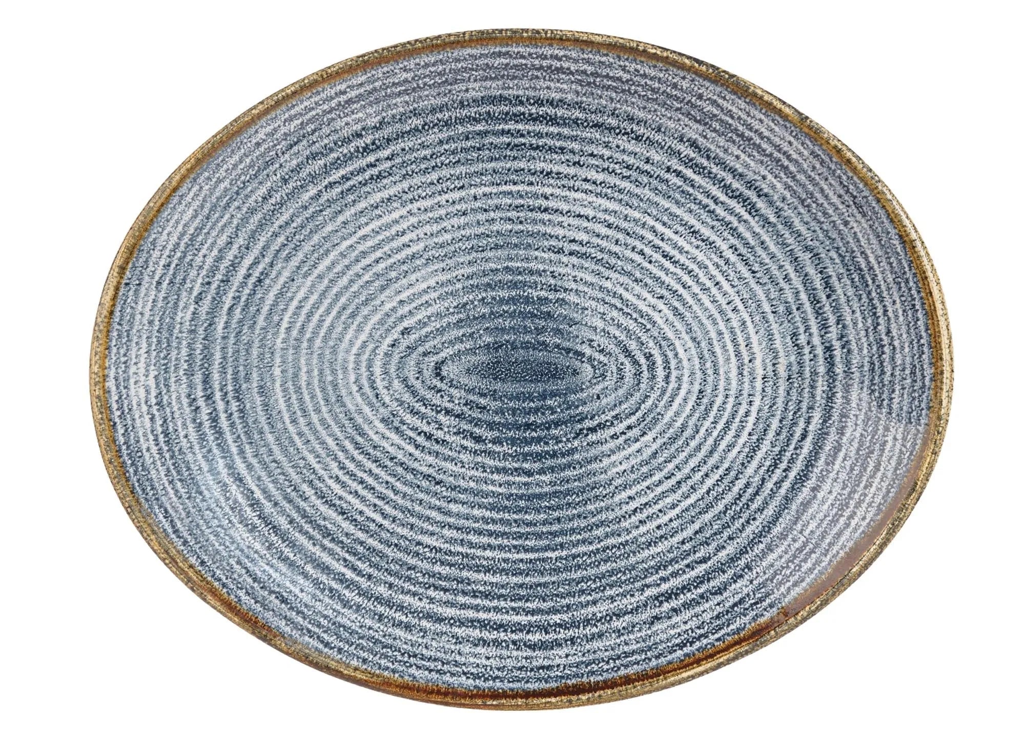 S.P. Homespun Slate Blue Teller oval 27x22.9cm - KAQTU Design