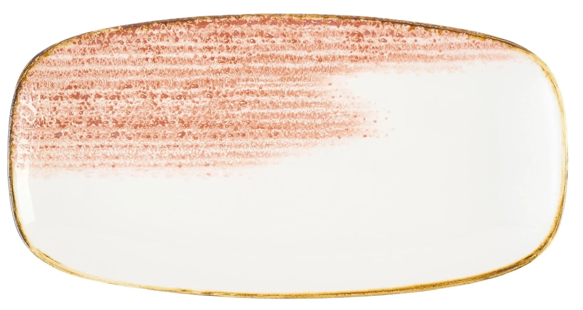 Die S.P. Homespun Accents Coral Chefs Platte (35.5x18.9cm) von Churchill: Hochwertiges Porzellan, spülmaschinen- und mikrowellengeeignet, in sanften Koralltönen.