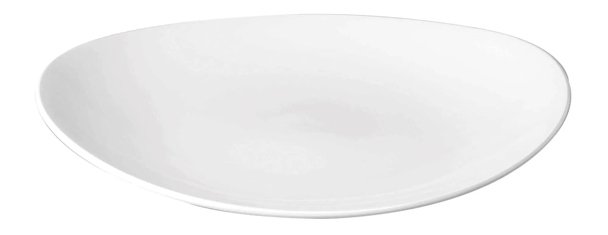 Eleganter ovaler Porzellanteller (23.8x20cm) von Churchill, ideal für Vorspeisen, Salate und Desserts. Robust, spülmaschinen- und mikrowellengeeignet.