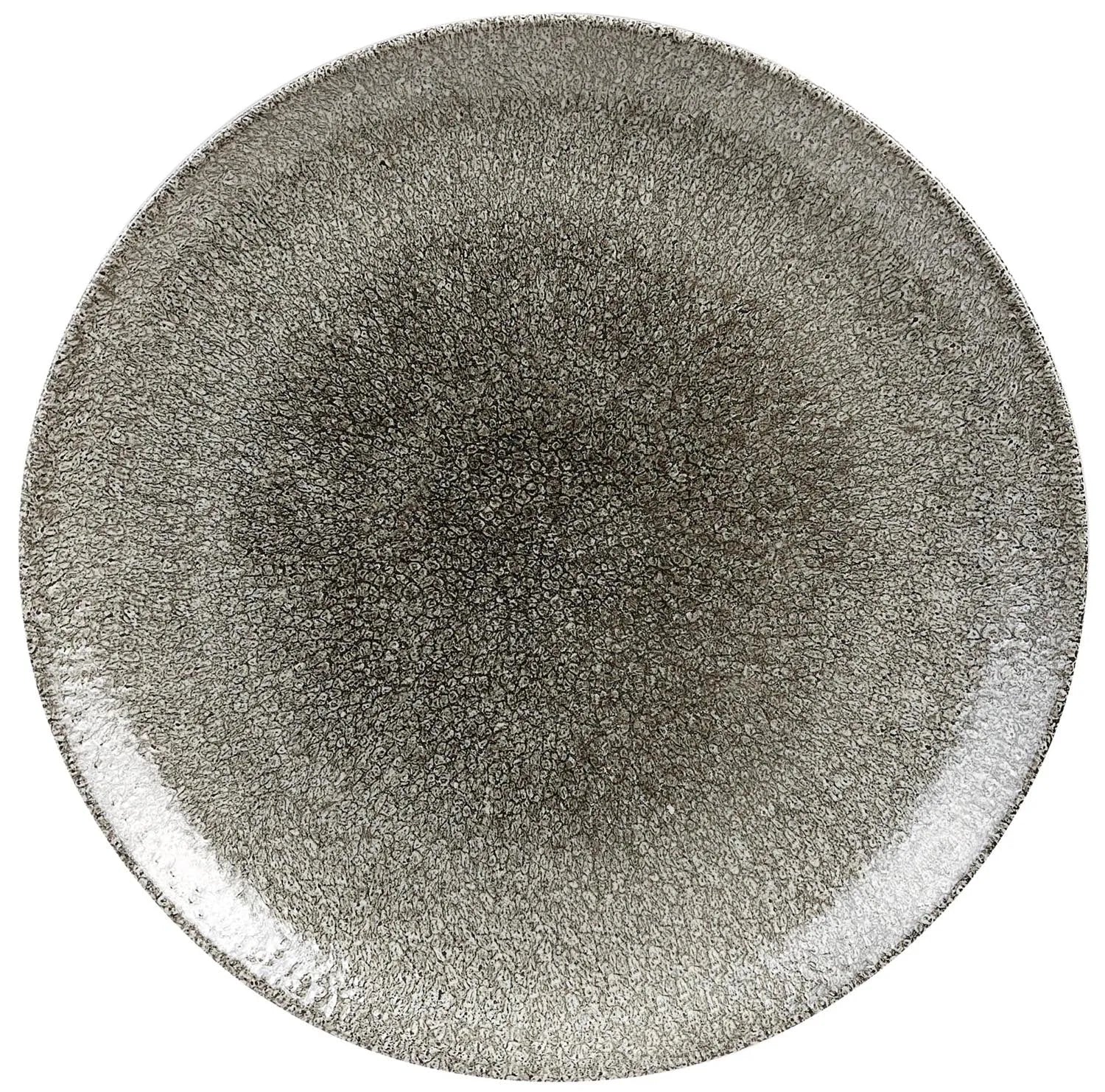 Eleganter 28.8cm Raku Quartz Black Teller: matte Raku-Glasur, robustes Porzellan, ideal für Hauptgerichte, Salate, Desserts.