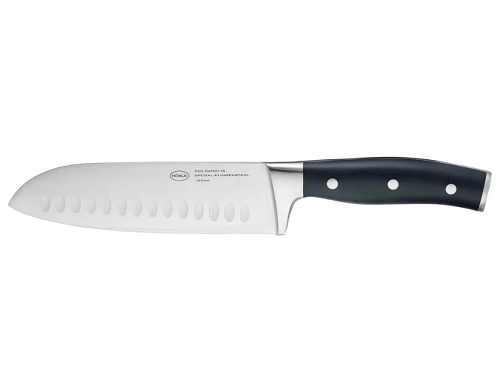 Das RÖSLE Santokumesser 17.5 cm: Präzise, langlebig, ergonomisch. Ideal für Fleisch, Fisch, Gemüse. Ein Muss für jede Küche.