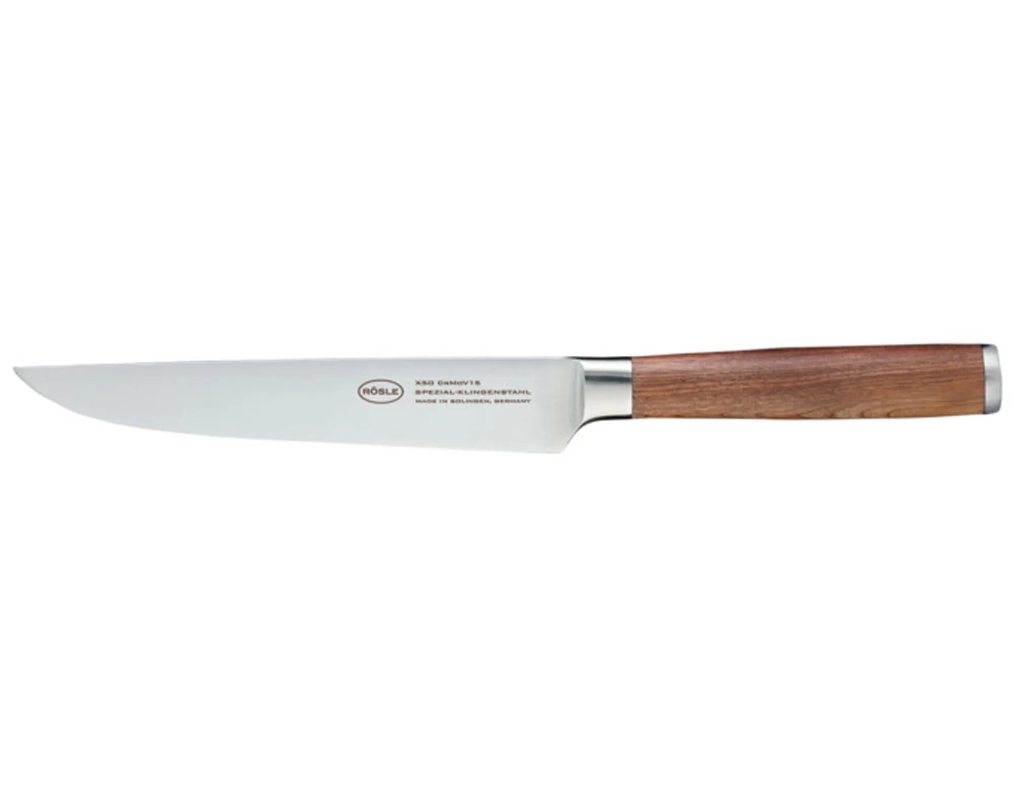 Das RÖSLE Fleischmesser Masterclass 18 cm: Präzise, langlebige Edelstahlklinge, ergonomischer Holzgriff, ideal für Fleisch und Schinken.