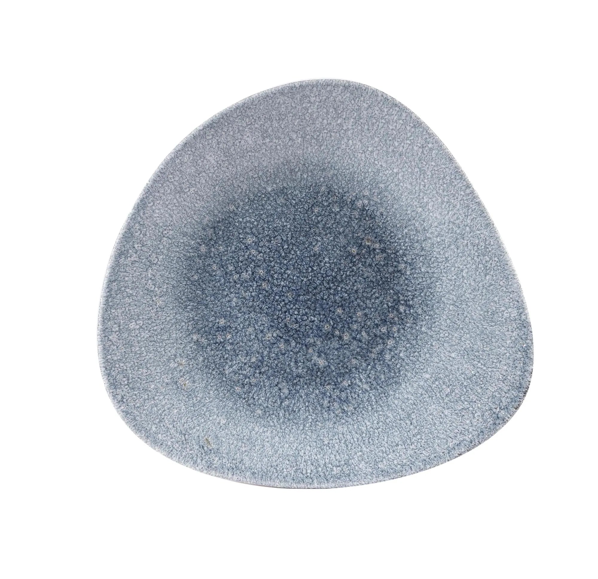 Moderner, stilvoller, tiefer Teller (23.8cm) aus langlebigem Porzellan mit einzigartiger Raku-Glasur in Topaz Blue.