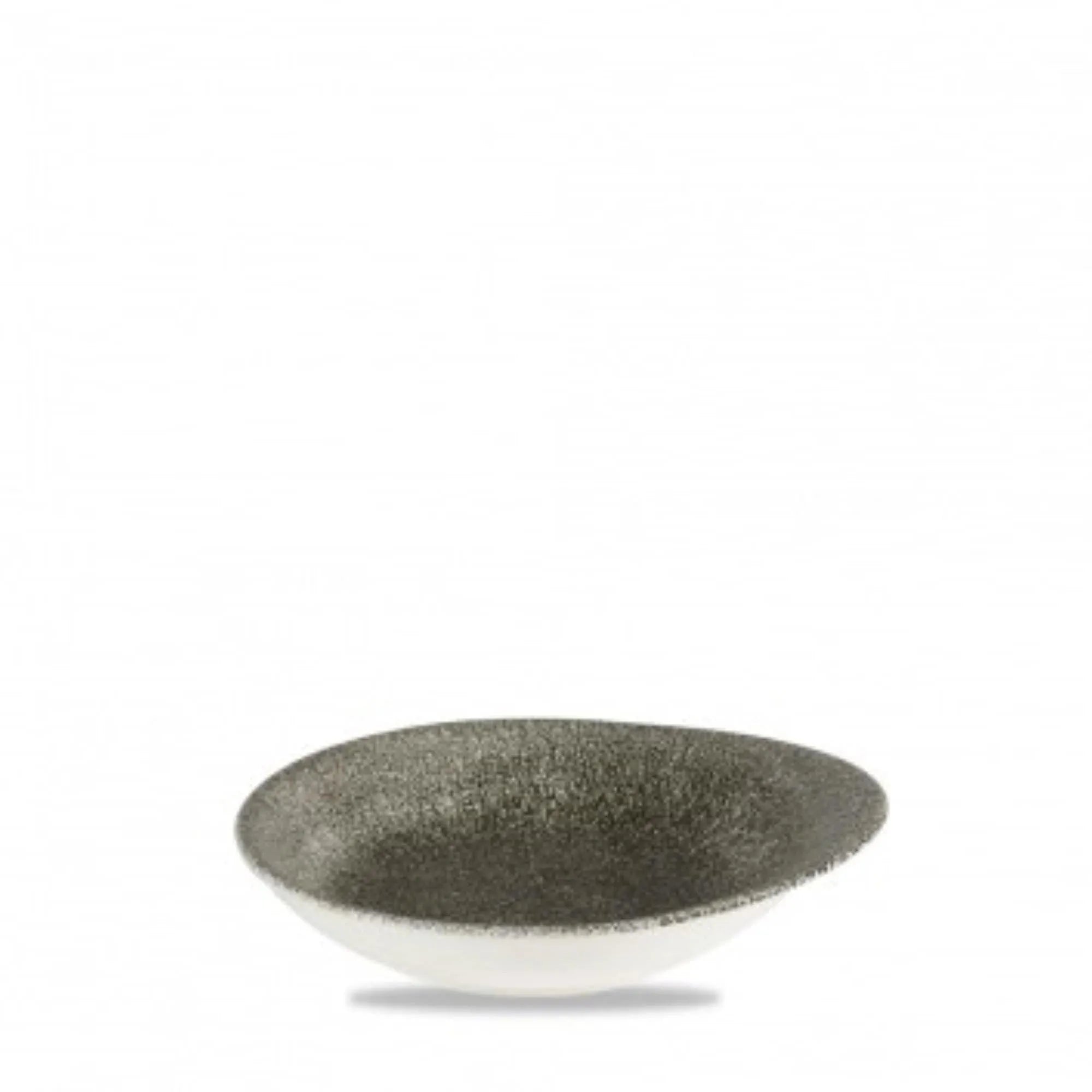 Eleganter, tiefschwarzer Raku-Glasur Teller, 16x14.5cm, ideal für Vorspeisen, robust, spülmaschinenfest, stilvolles Design.