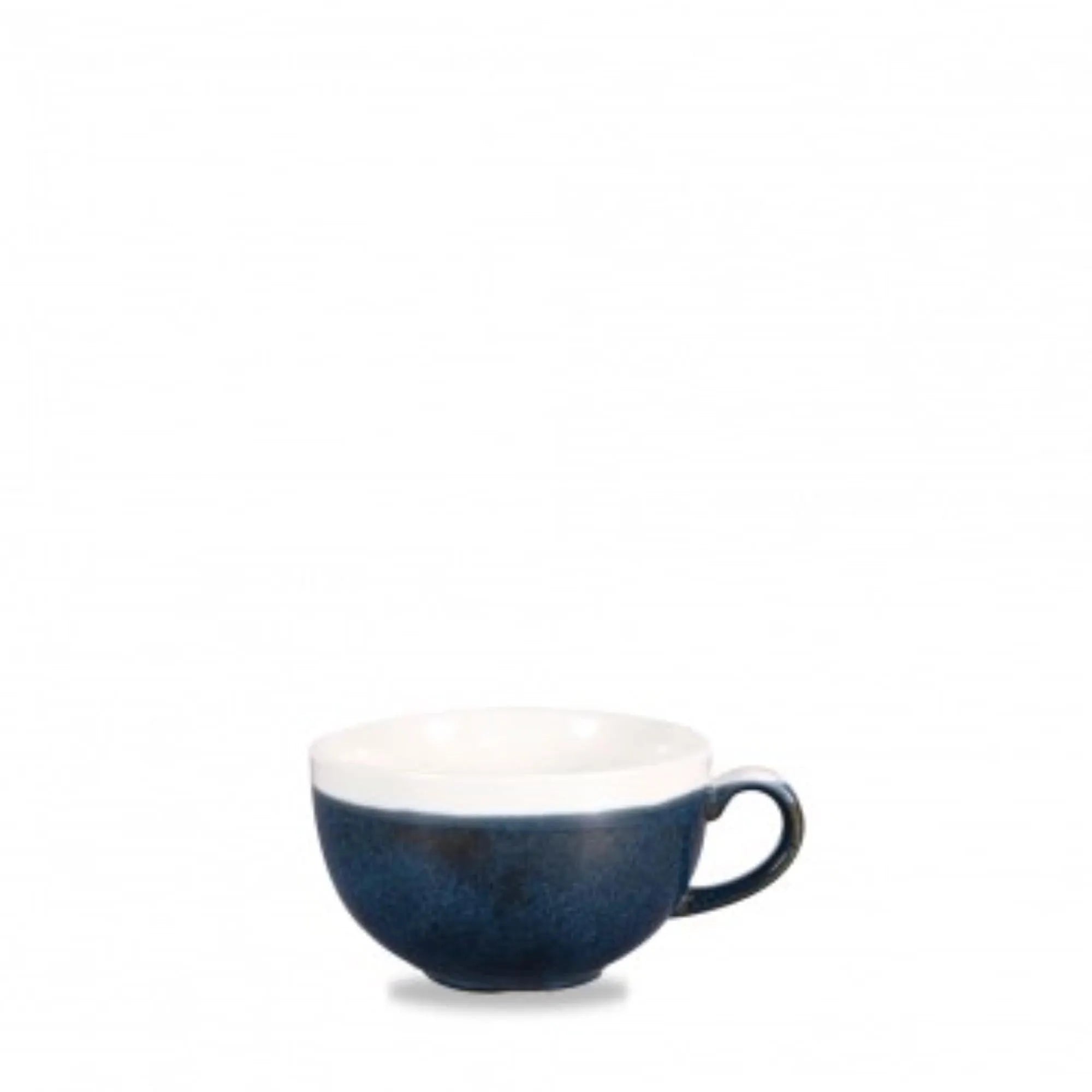 Elegante, tiefblaue Tasse aus kratzfestem Porzellan, 34cl, ideal für Kaffee, Tee, spülmaschinen- und mikrowellengeeignet.