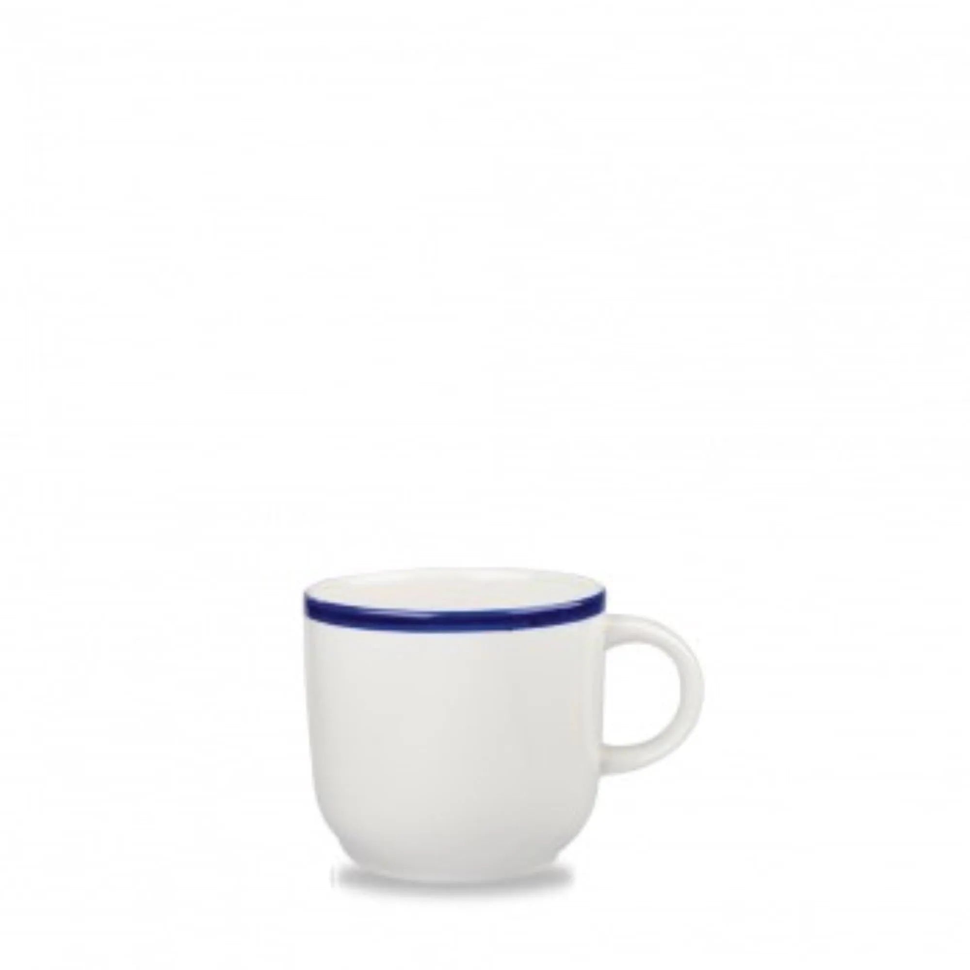 Die Retro Blue Tasse 34cl von Churchill: stilvolles Porzellan mit nostalgischem Design, spülmaschinenfest, ideal für Kaffee oder Tee.