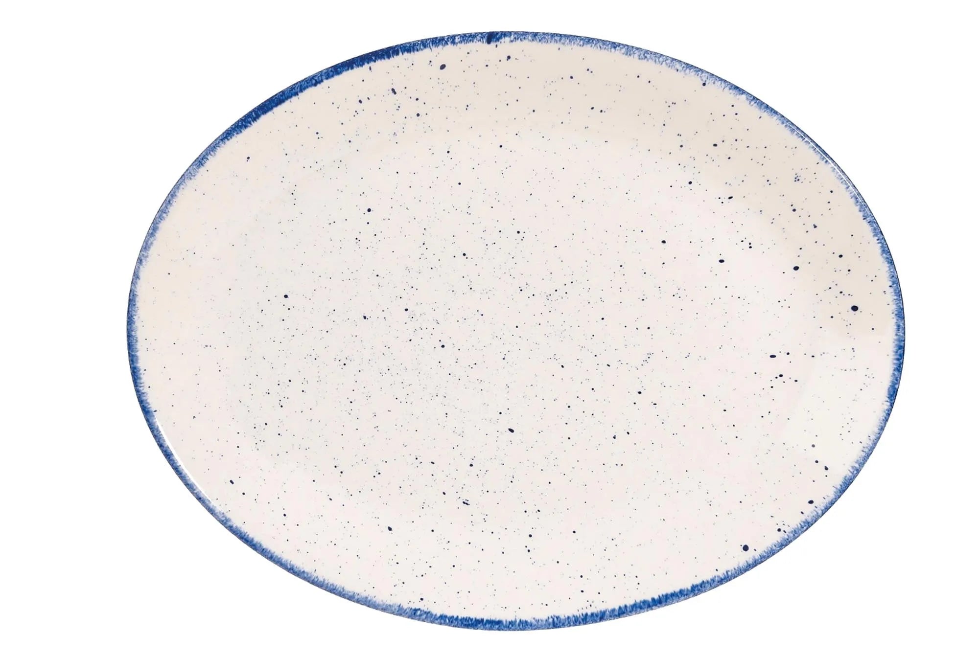 Eleganter, robuster Stonecast Hints Indigo Blue Teller von Churchill, 30.5cm oval, ideal für stilvolle Präsentationen in Restaurants und zu Hause.