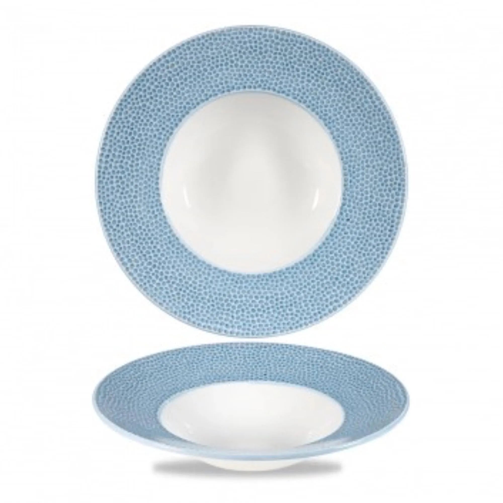 Elegante, tiefblaue Porzellanteller (24cm) von Churchill, ideal für Suppen & Pasta. Langlebig, spülmaschinenfest, maritimes Design.