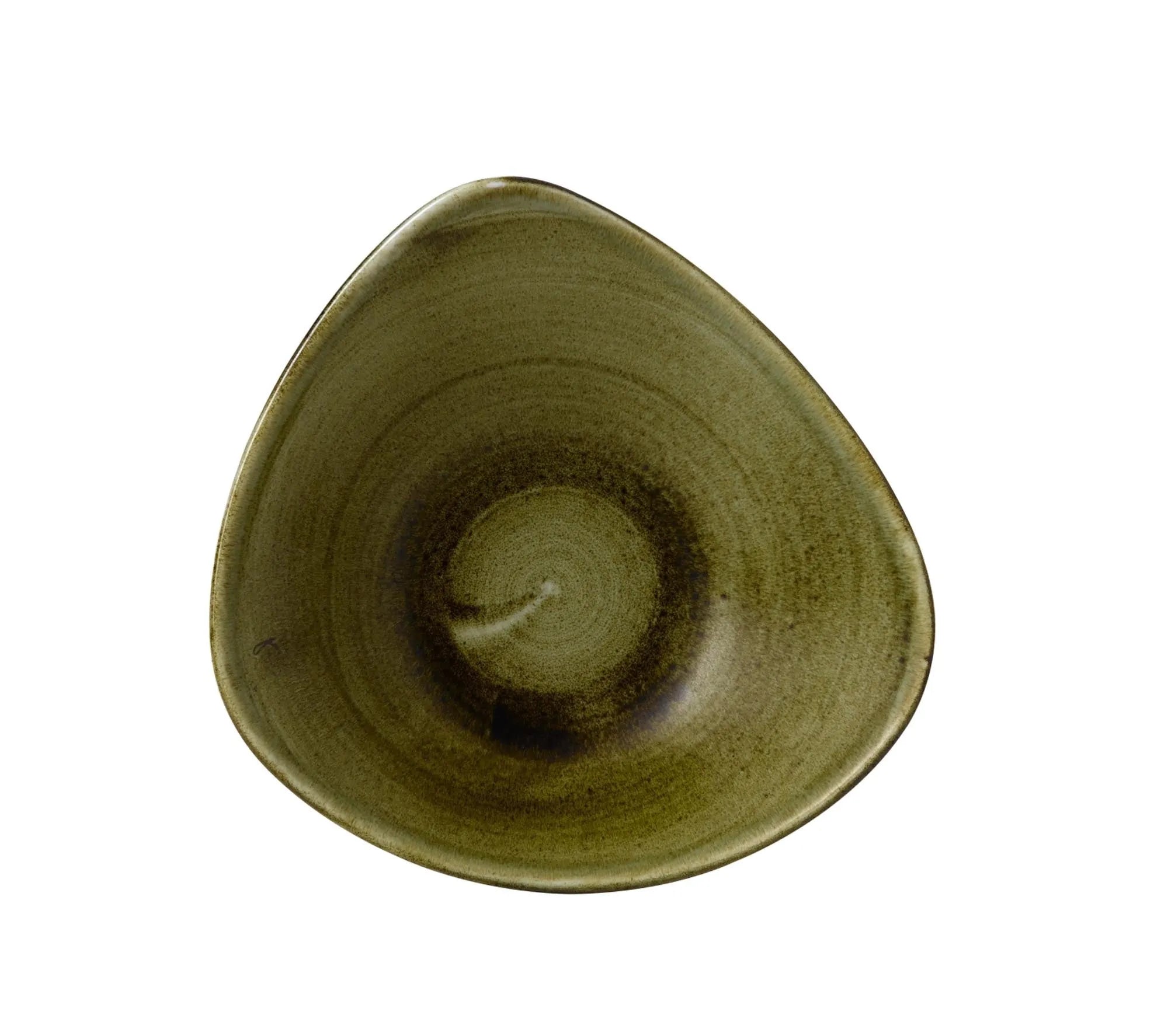 Die Stonecast Plume Olive Schale von Churchill: 23,5 cm, robustes Porzellan, einzigartiges Stonecast-Finish, spülmaschinenfest, stilvoll und funktional.