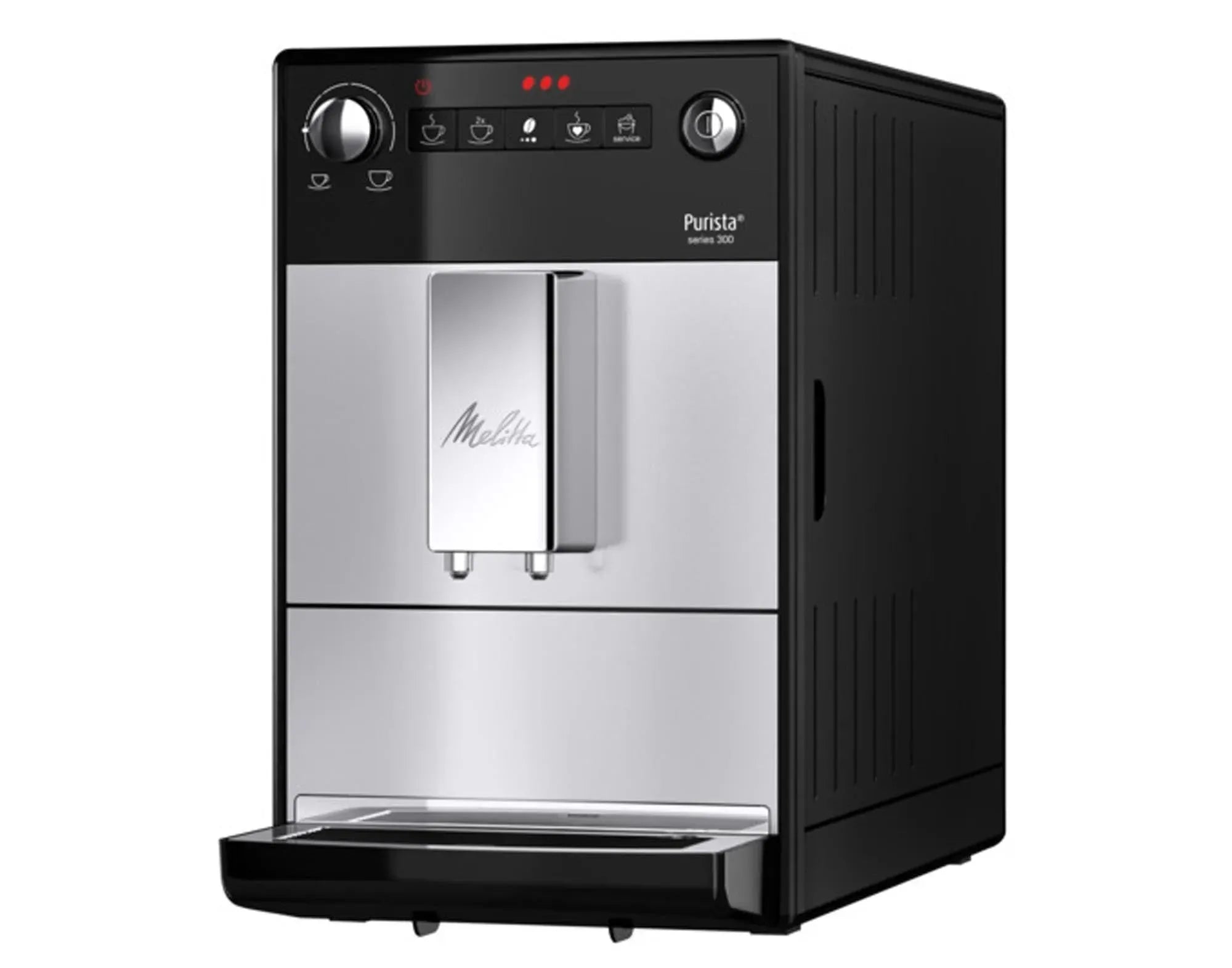 Der MELITTA Purista 301: Eleganter Espressoautomat mit robustem Design, Aroma-Extraction-System und Milchaufschäumdüse für perfekten Kaffeegenuss.