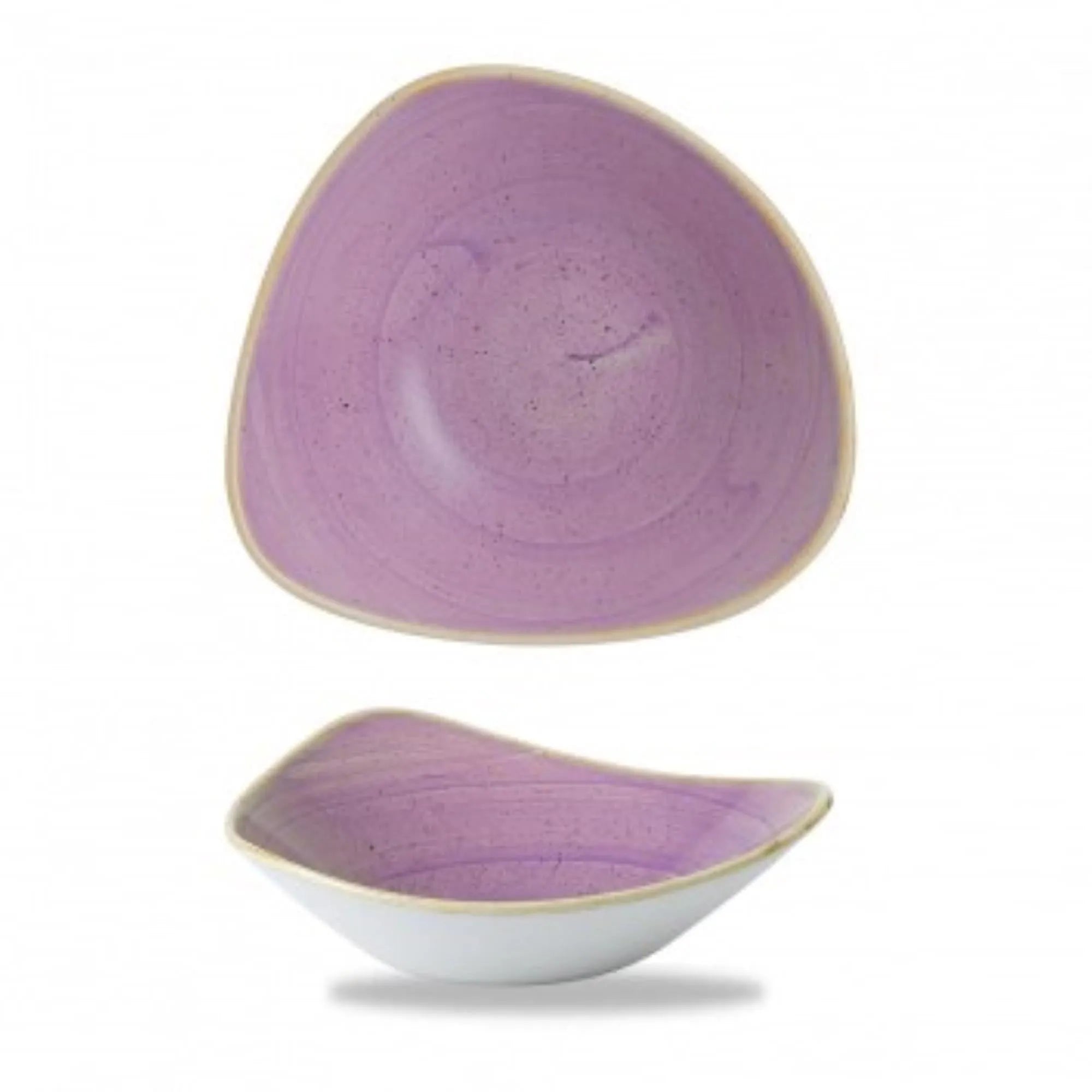 Eleganter, dreieckiger Teller in Lavendel, 23,5 cm, 60 cl, aus robuster Stoneware. Ideal für Suppen und Salate. Spülmaschinenfest.