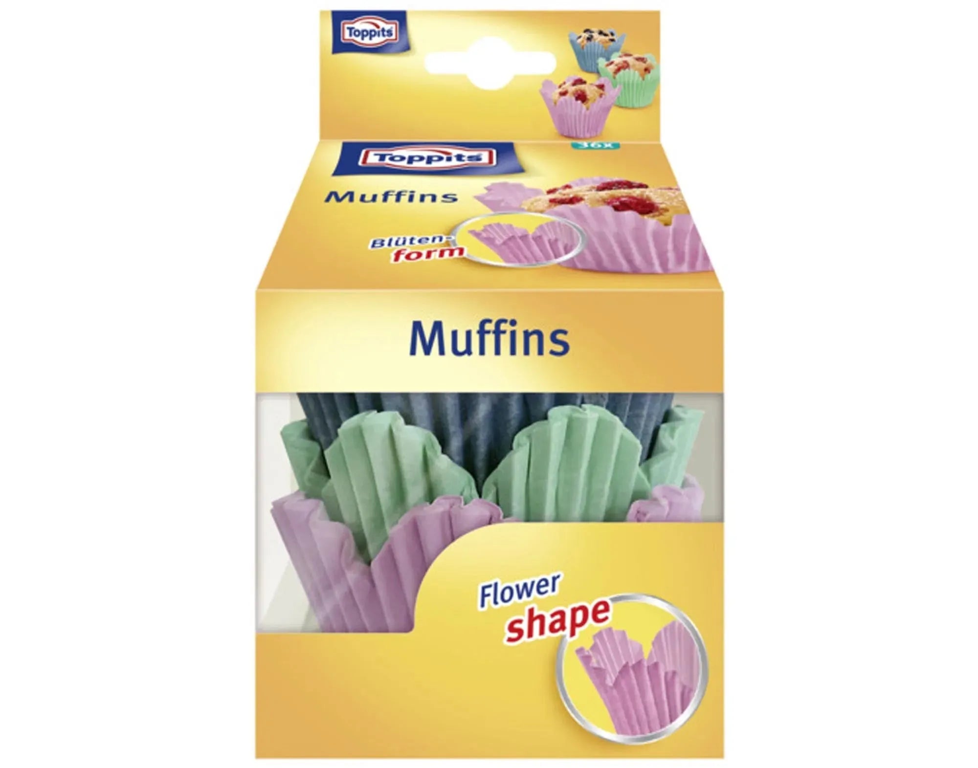 Entdecken Sie die Muffinförmchen Blüte von TOPPITS: 7 cm, hitzebeständig, fettabweisend, umweltfreundlich – ideal für festliche Muffins und Cupcakes!