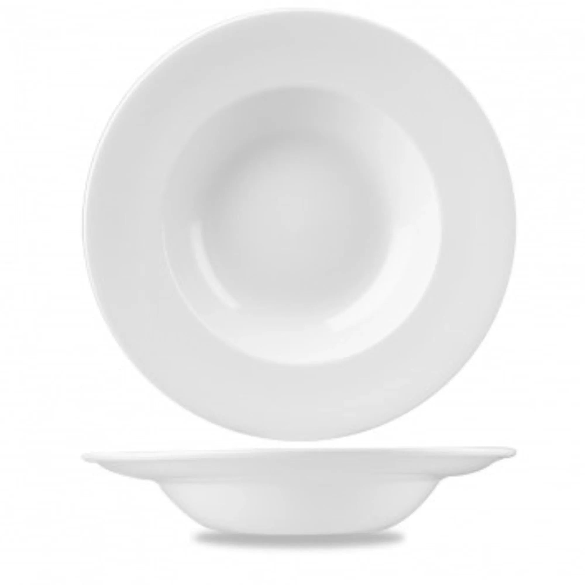 Elegante, kratzfeste Porzellanteller von Churchill, 28cm, ideal für Suppen und Pasta, spülmaschinenfest, zeitloses Design.