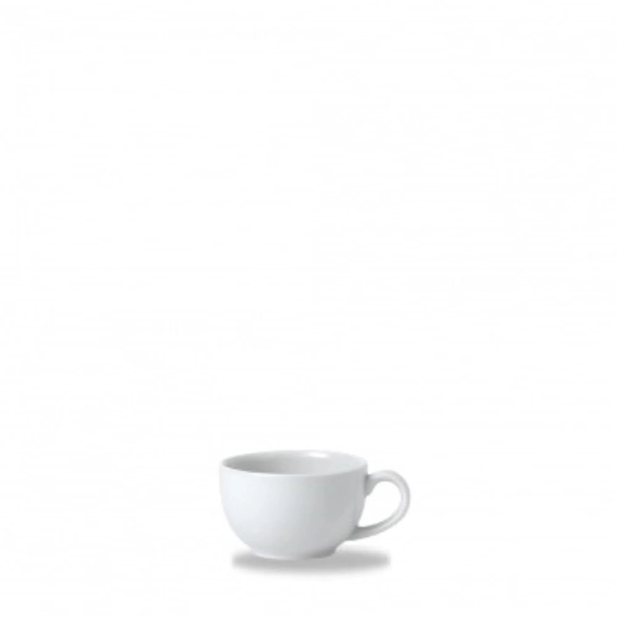 Elegante Cafe White Tasse von Churchill, 17cl, 9cm Durchmesser, 5,5cm hoch, aus kratzfestem Porzellan, spülmaschinen- und mikrowellengeeignet.