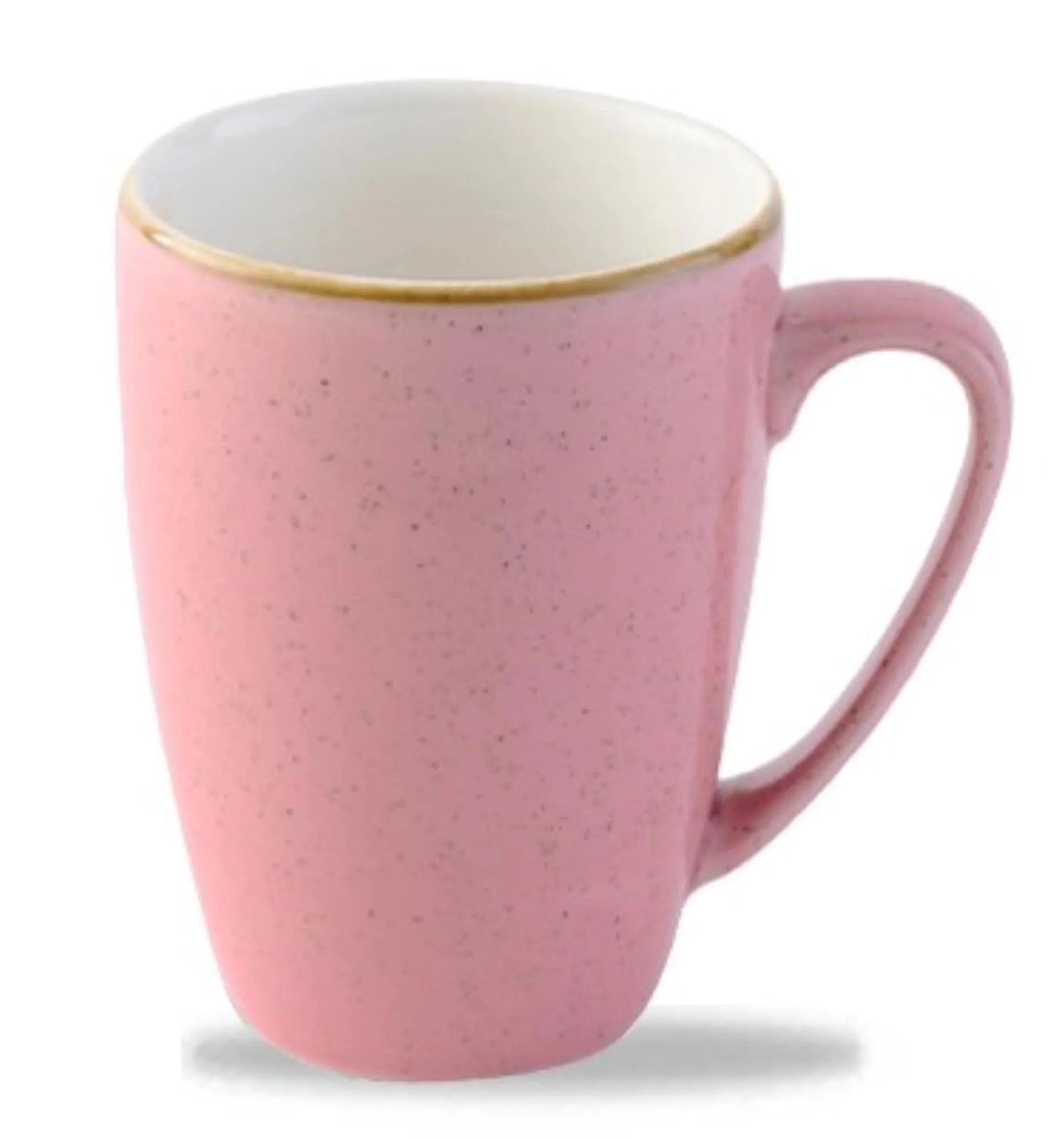 Elegante Stonecast Tasse in Petal Pink, 34cl, 11cm hoch, aus robustem Porzellan. Perfekt für Kaffee, Tee oder heiße Schokolade.