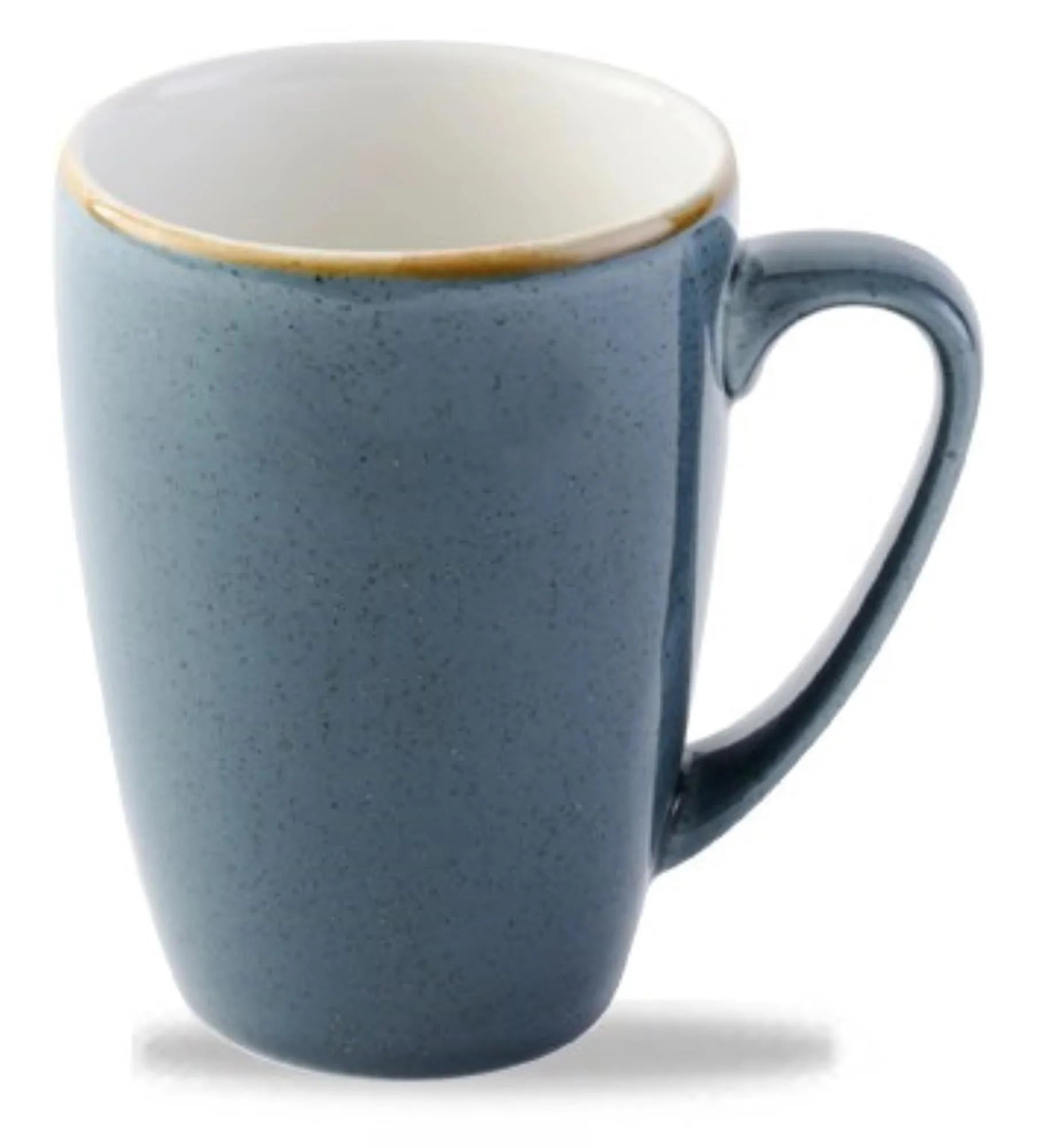 Elegante 34cl Porzellan-Tasse in Blaubeerblau, spülmaschinen- und mikrowellenfest, ideal für Kaffee und Tee.