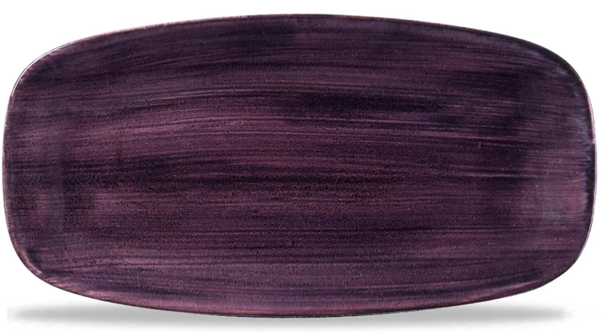 Elegante, langlebige Porzellanplatte (35.5x18.9 cm) in tiefem Violett, ideal für kreative Speisenpräsentationen in Gastronomie.