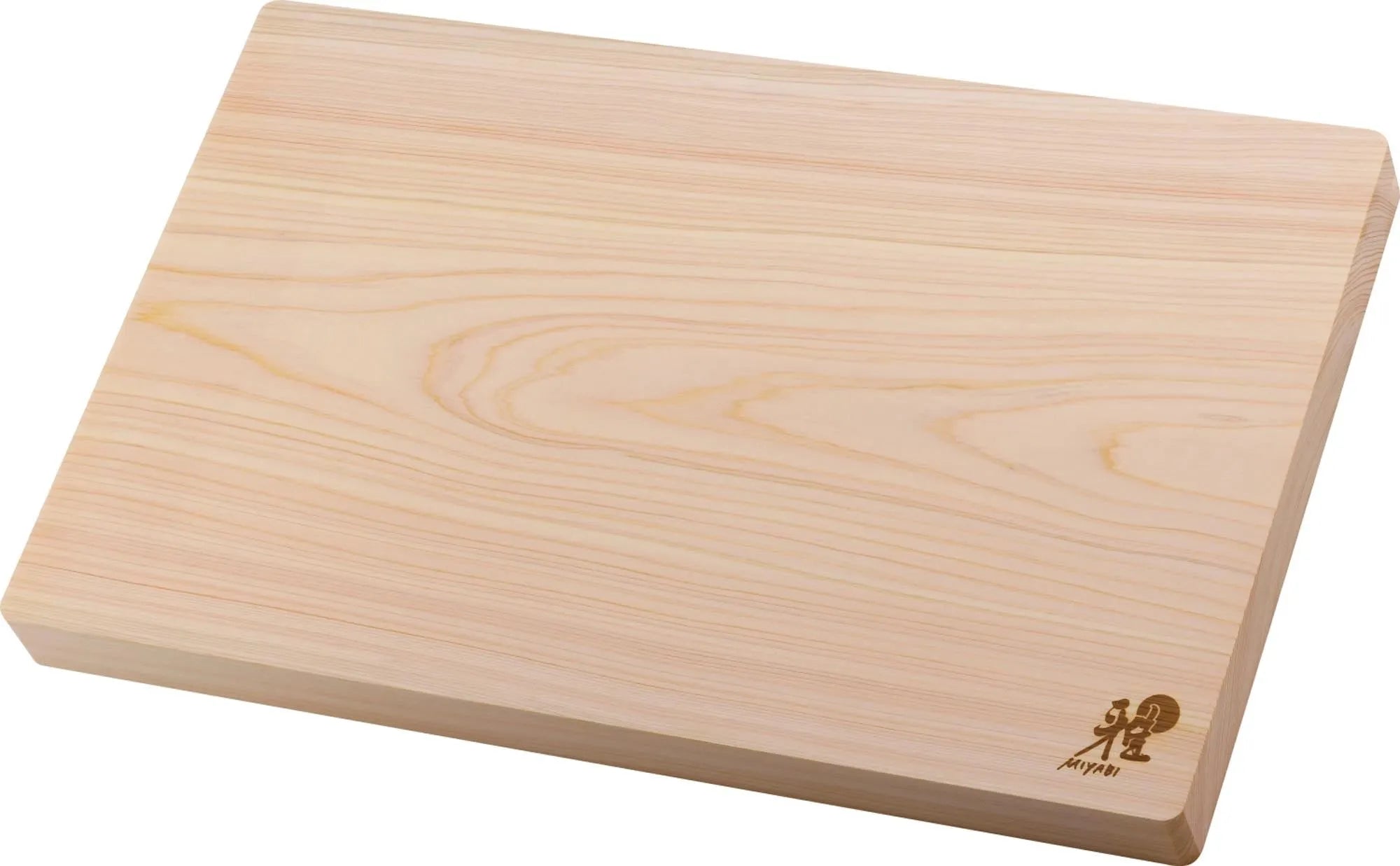 Elegantes Miyabi Schneidbrett aus antibakteriellem Hinoki-Holz, 400x250x30mm, ideal für Gemüse, Fleisch und Fisch.