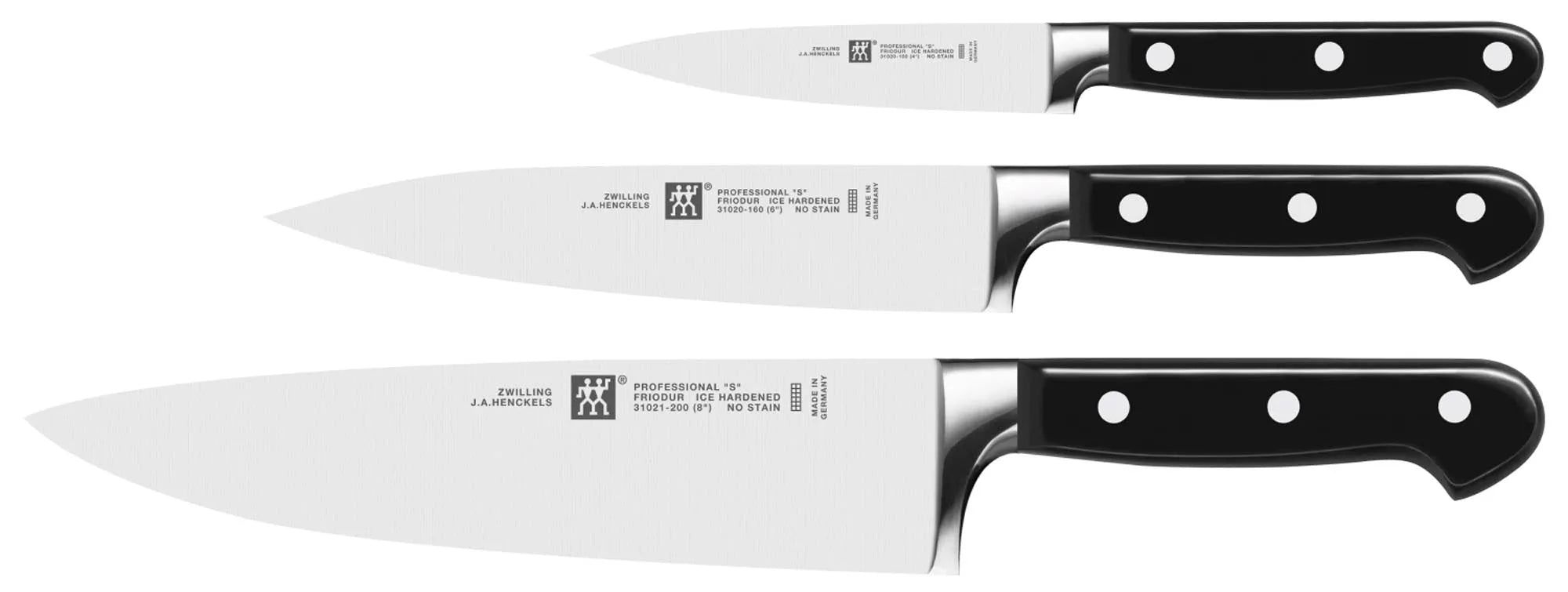 Professional "S" Messerset, 3-tlg. (Spick/Fleisch/Kochmesser - KAQTU Design