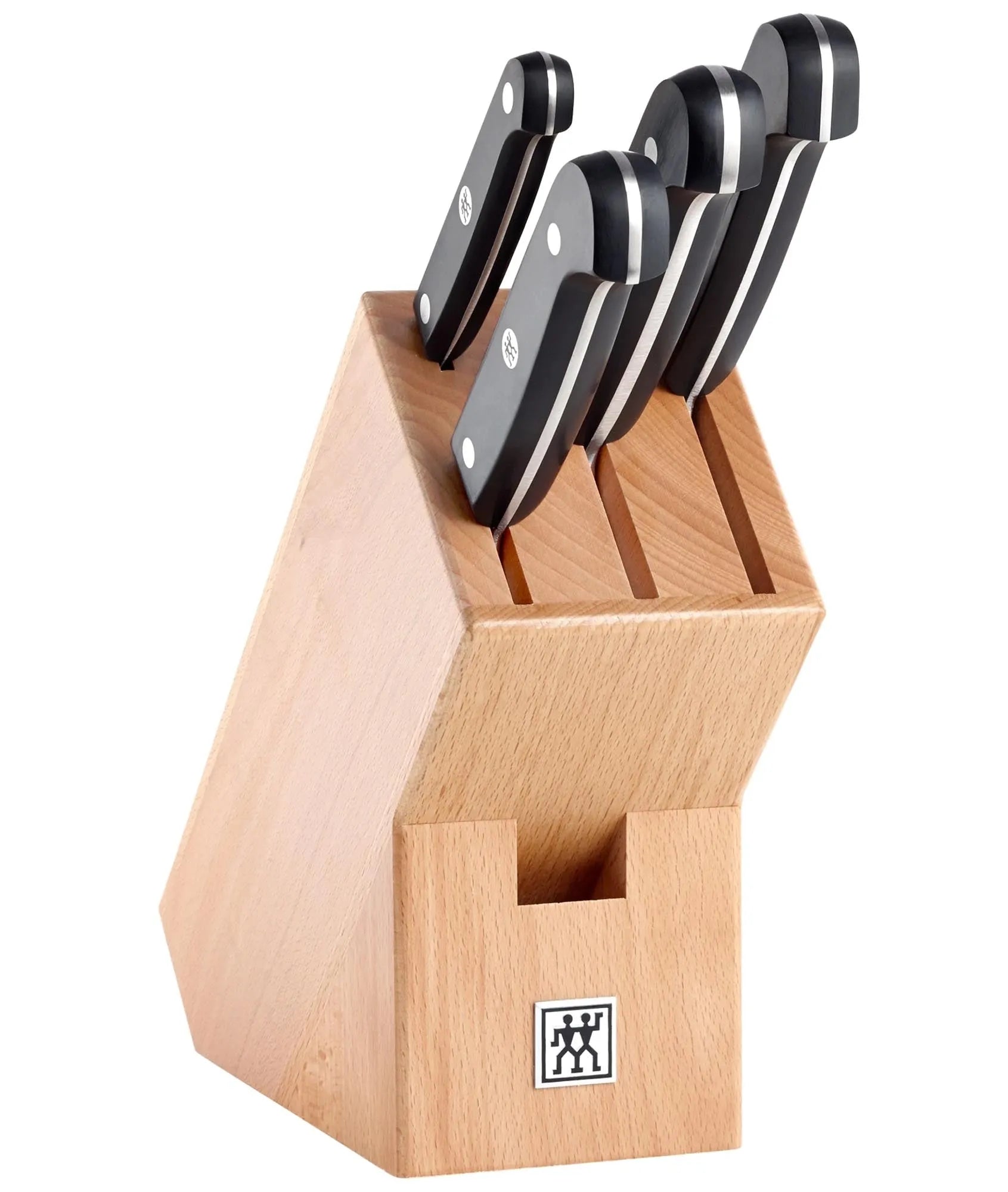 Eleganter ZWILLING Gourmet Messerblock, 5-tlg., aus rostfreiem Stahl und Buchenholz, für präzises Schneiden und stilvolle Kücheneinrichtung.