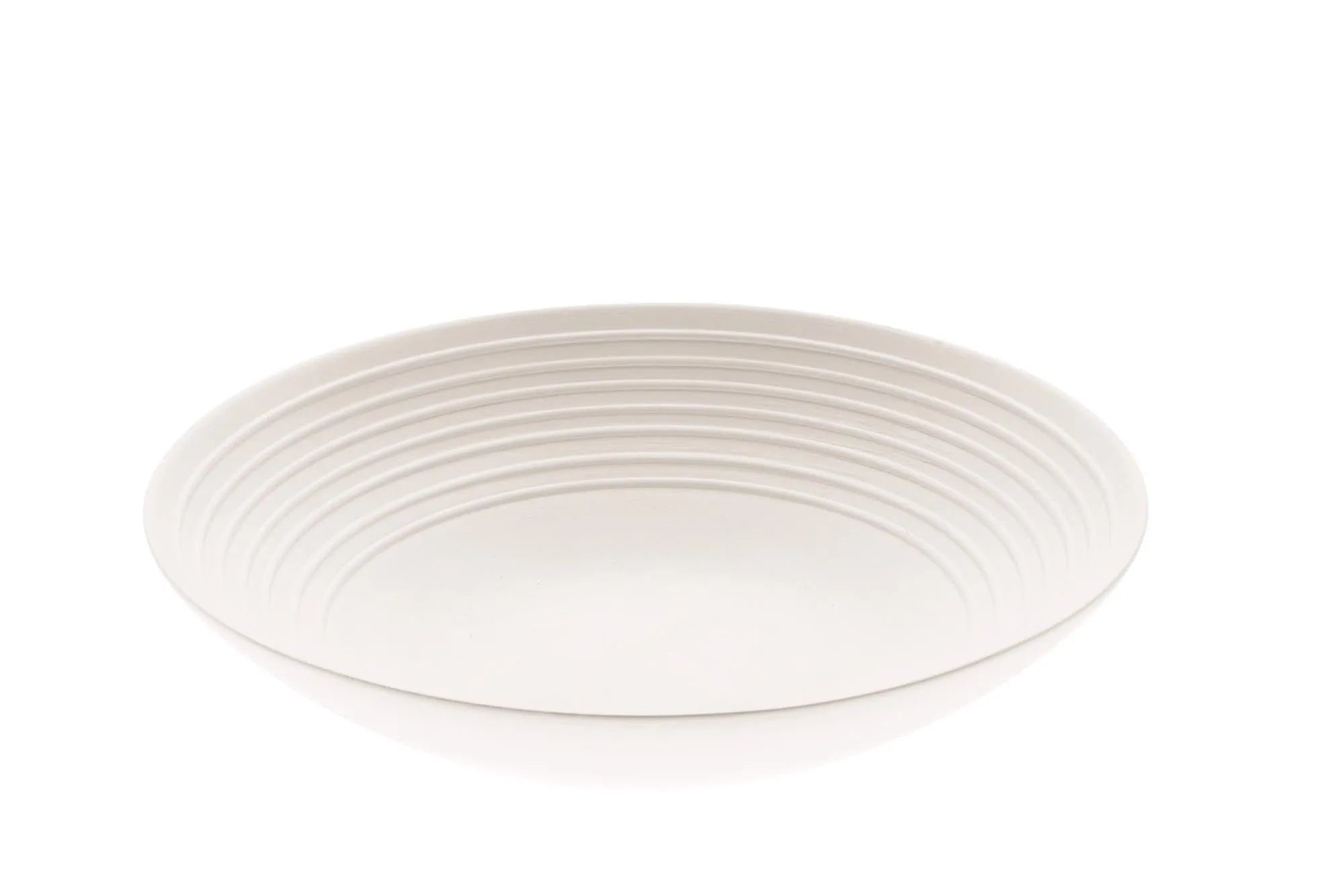 Elegante, weiße Porzellanschale (22,5cm) von Royale Italy, ideal für Salate, Beilagen & Desserts. Mikrowellen- & spülmaschinenfest.