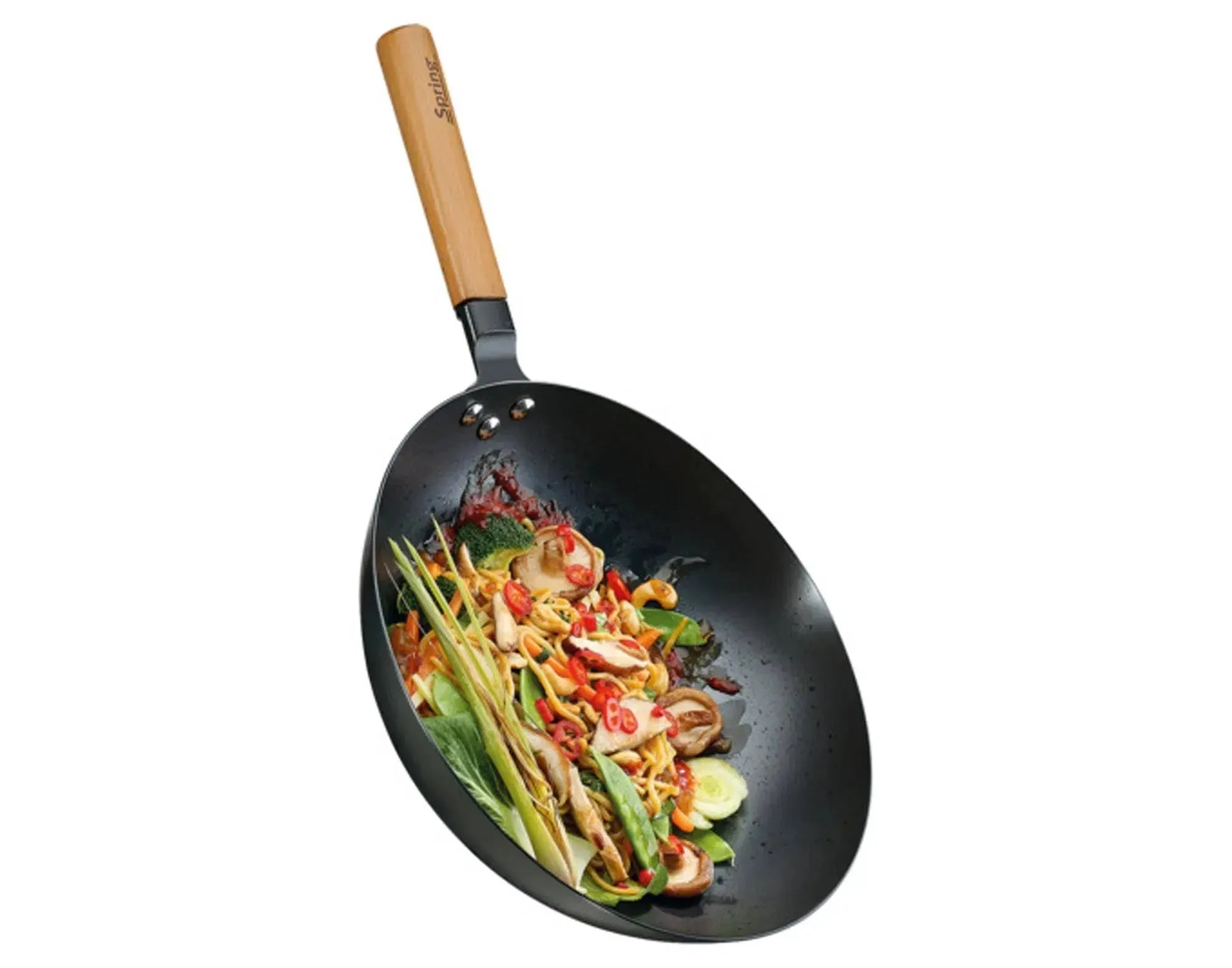 Der Wok Canton ø 30 cm von SPRING: Hochwertig, antihaftbeschichtet, ideal für asiatische Gerichte. Perfekt für alle Herdarten.