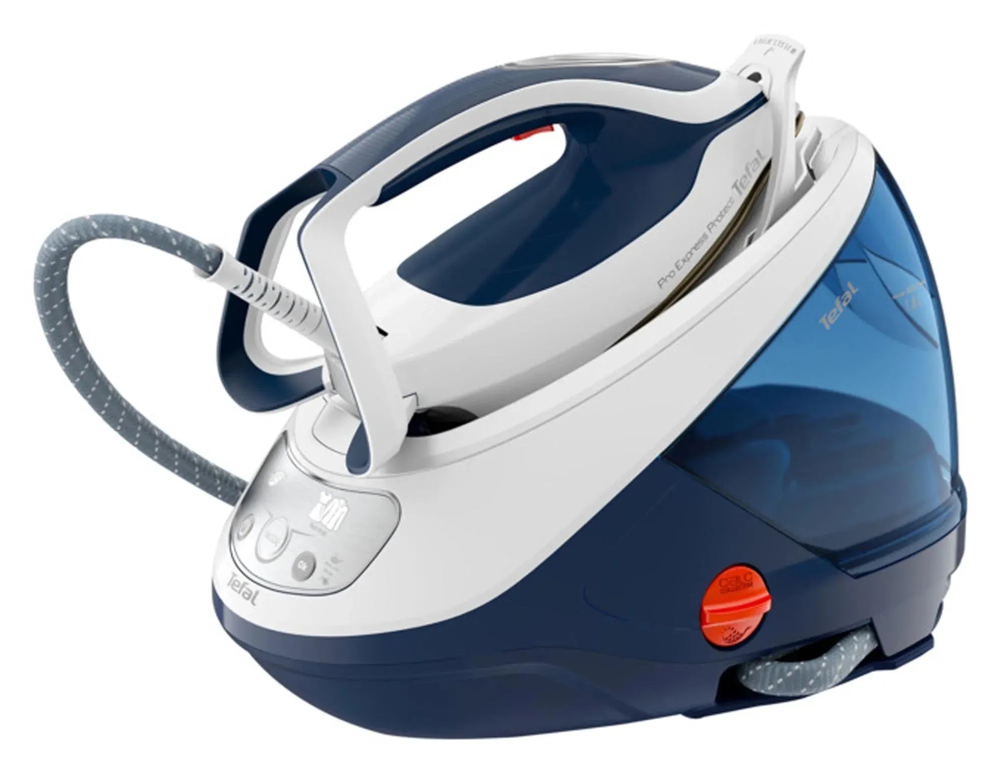 Die TEFAL Pro Express Protect Dampfstation bietet 7,5 bar Druck, 500 g/Min. Dampf, Anti-Kalk-System und Autoclean-Sohle für müheloses Bügeln.