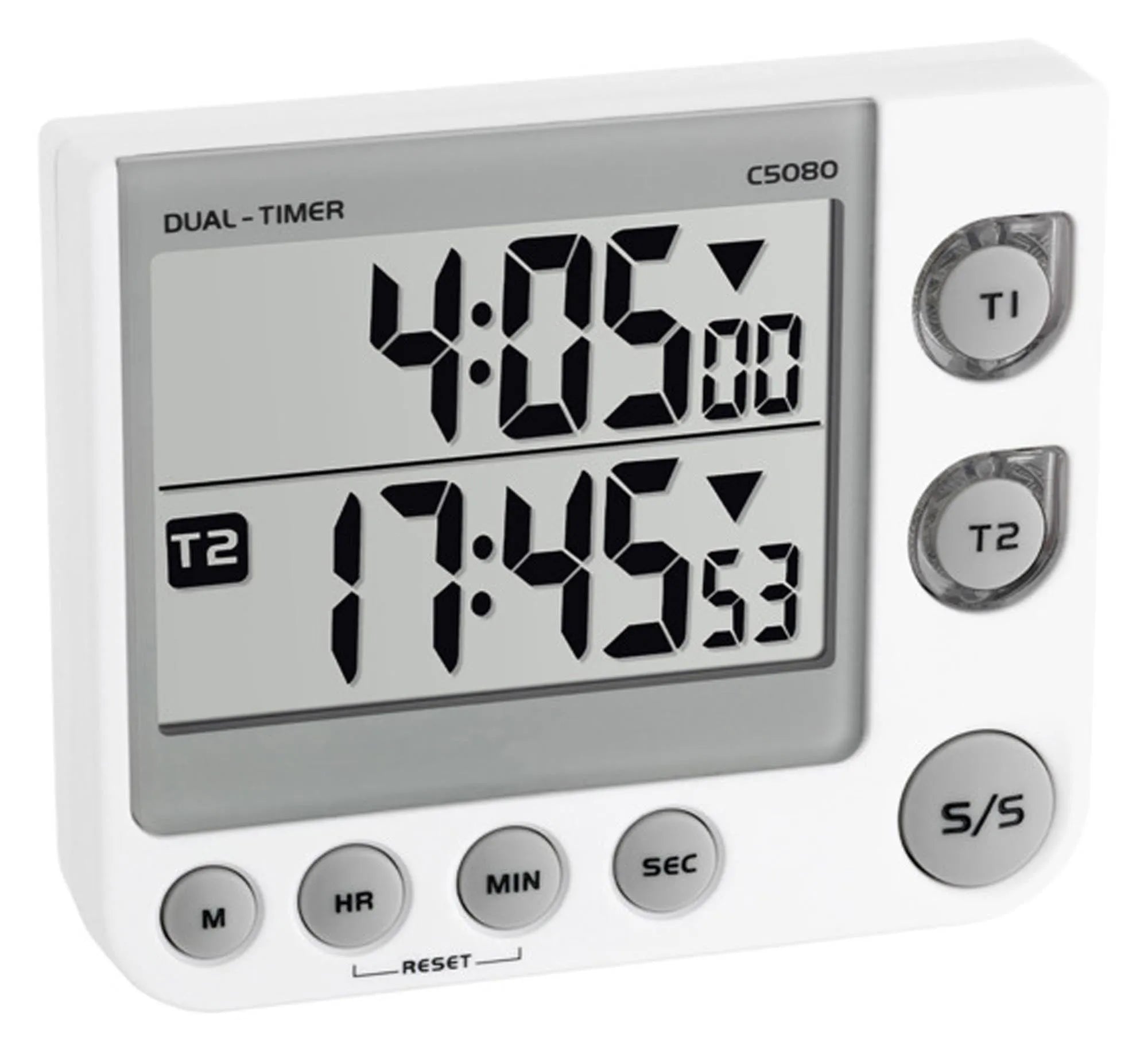 Digitaler TFA Timer: 2-fach Funktion, großes Display, robust, leicht zu reinigen, magnetisch, ideal für Küche und Sport.