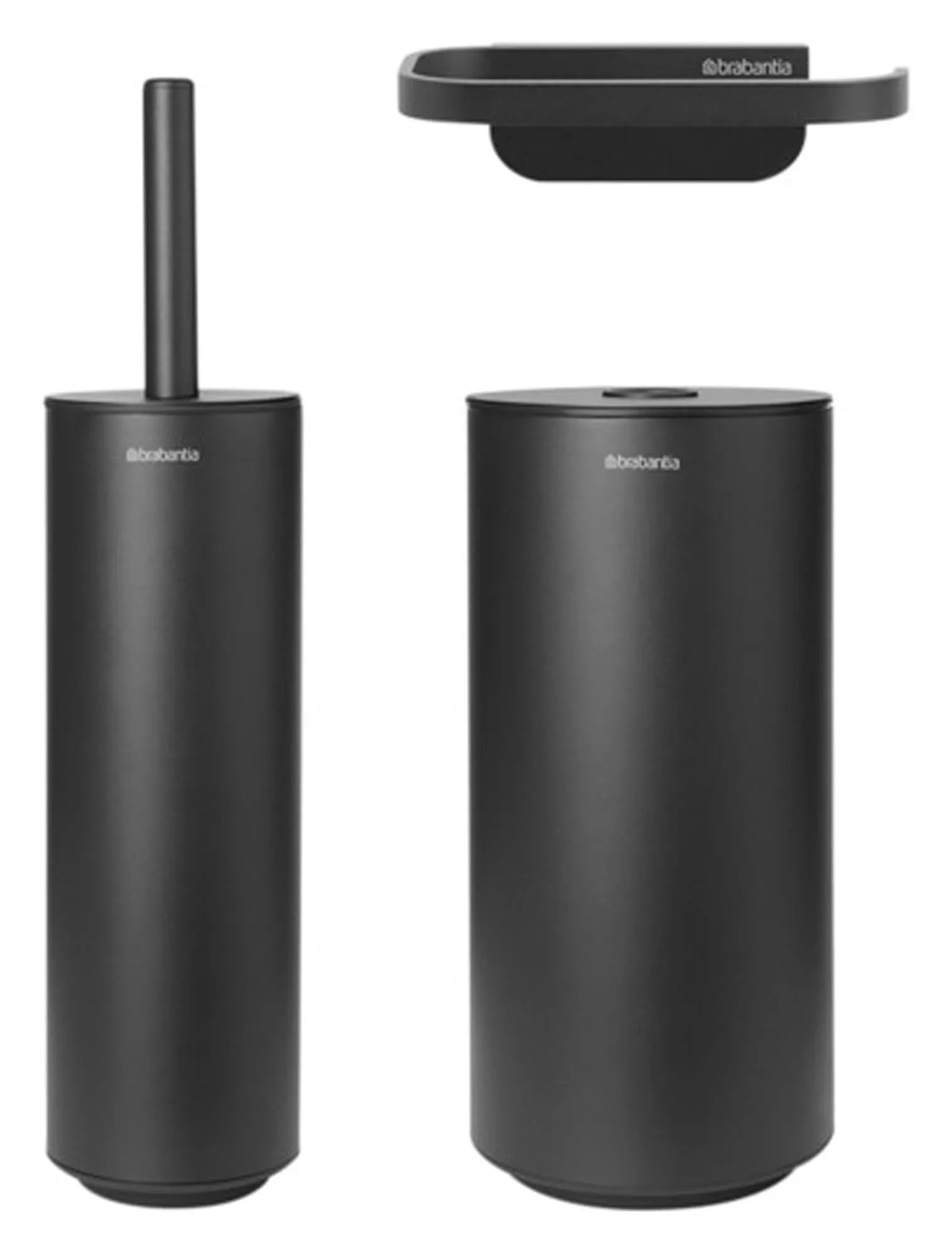 Elegantes 3-teiliges Toiletten-Set von BRABANTIA: Edelstahl, modernes Design, hygienisch, langlebig. Perfekt für jedes Badezimmer.