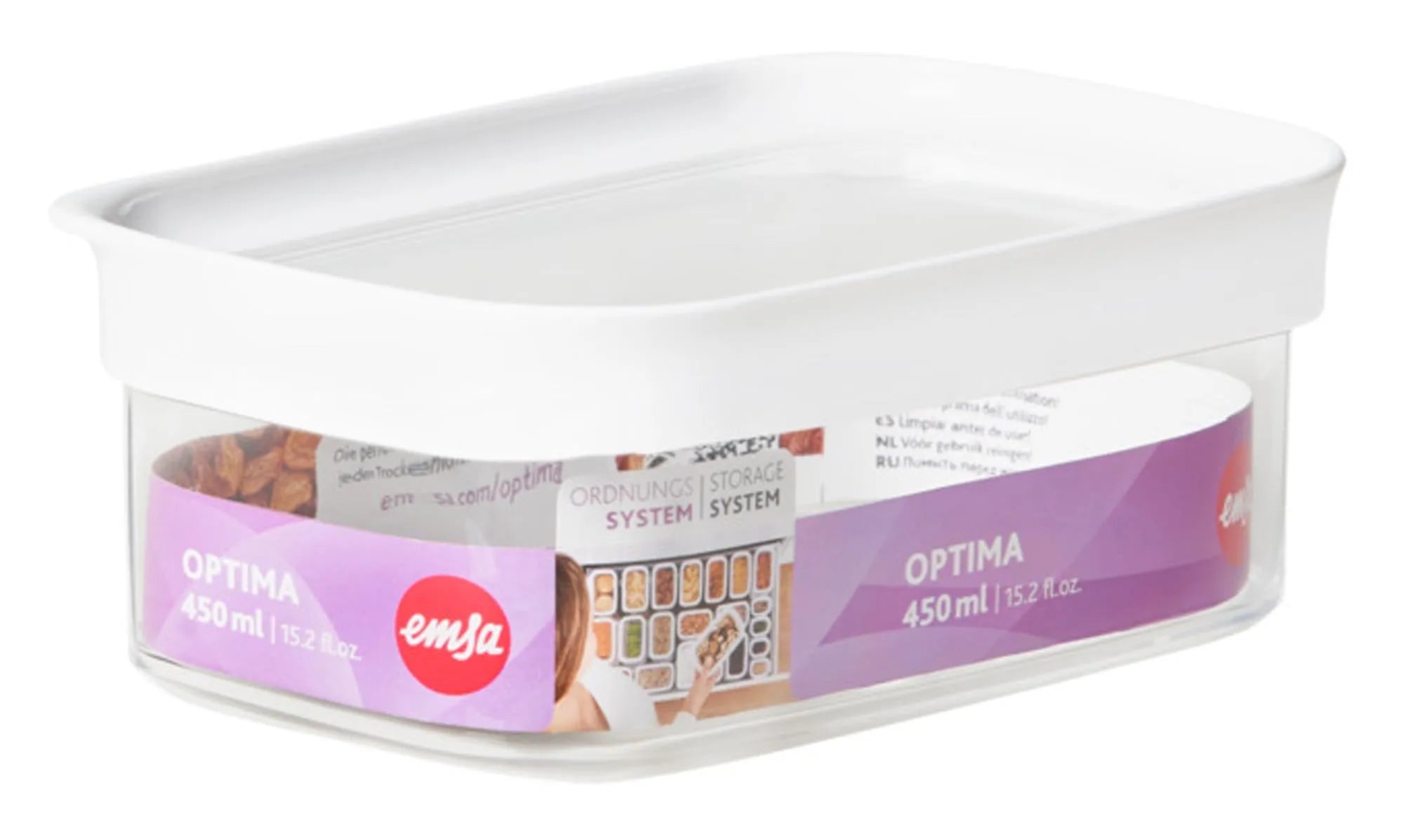 Die EMSA Optima 0.45l: Luftdicht, BPA-frei, spülmaschinenfest. Perfekt für frische und trockene Lebensmittel. Praktisch und platzsparend.