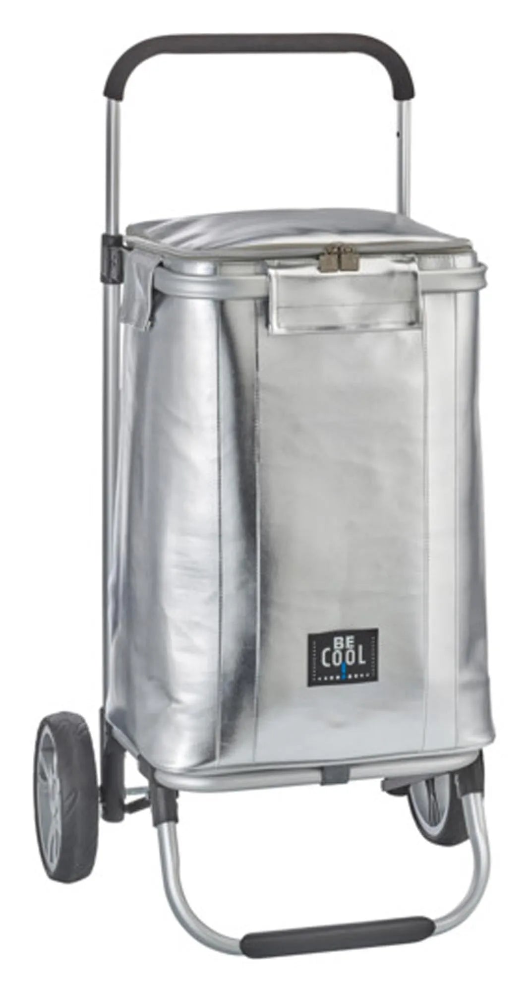 Der Kühlmarktwagen Silver 36l von BE COOL: stilvoll, isoliert, 36L Fassungsvermögen, ideal für frische Einkäufe und Ausflüge.