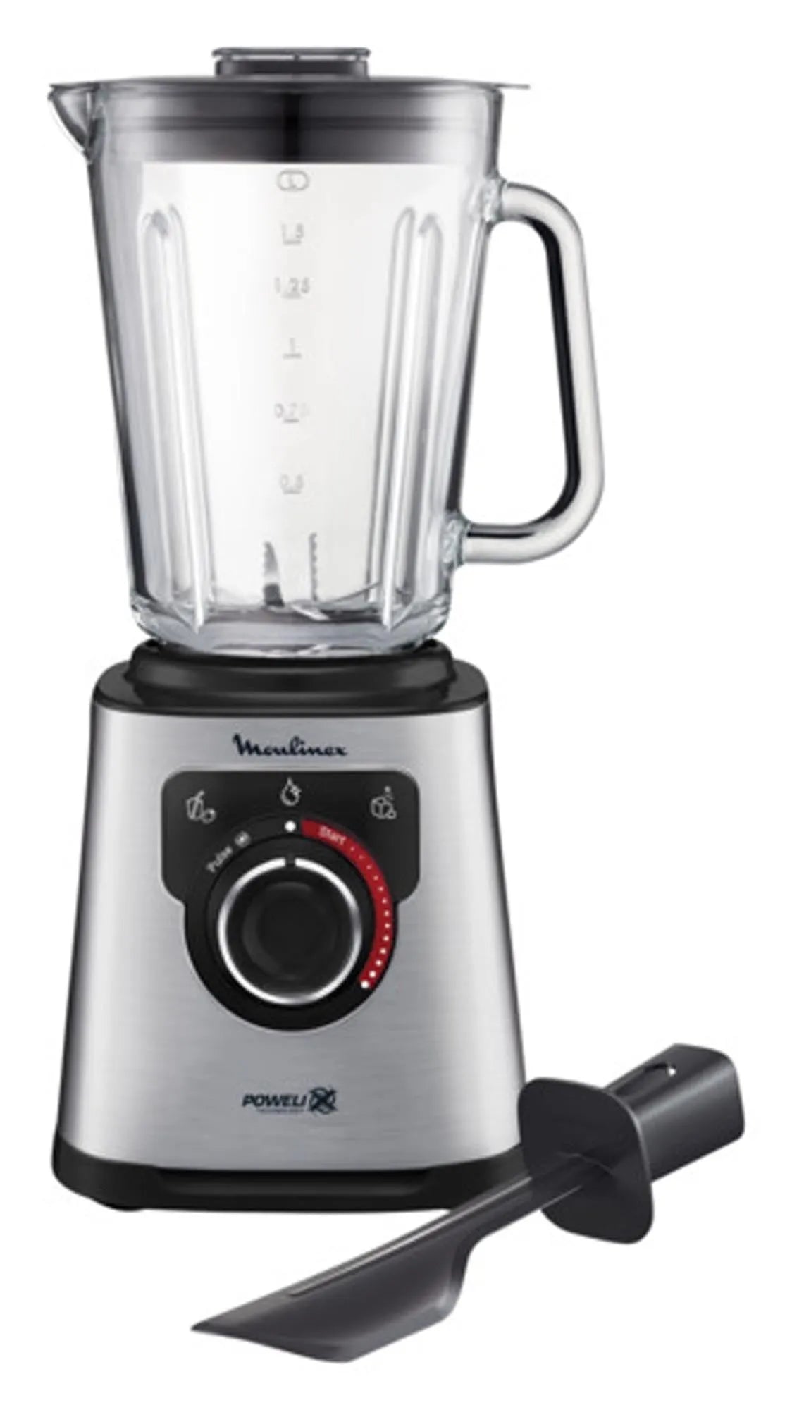 Der MOULINEX PerfectMix+ Standmixer: 1200W, 6 Edelstahlklingen, 2L BPA-frei, 3 Programme, ideal für Smoothies & Suppen.