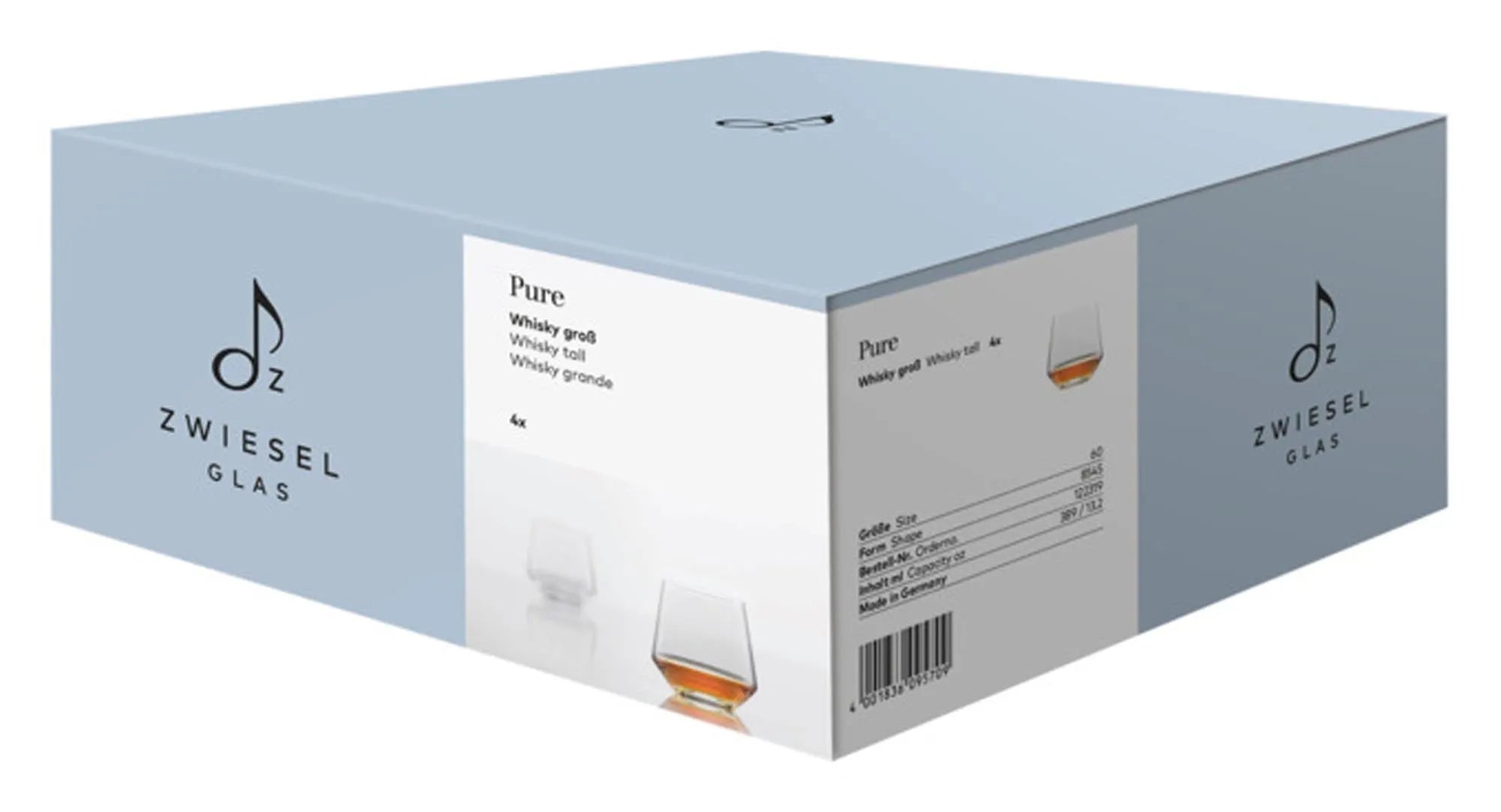 ZWIESEL GLAS Pure 60: Stilvolle Whiskygläser im 4er-Set für Kenner.