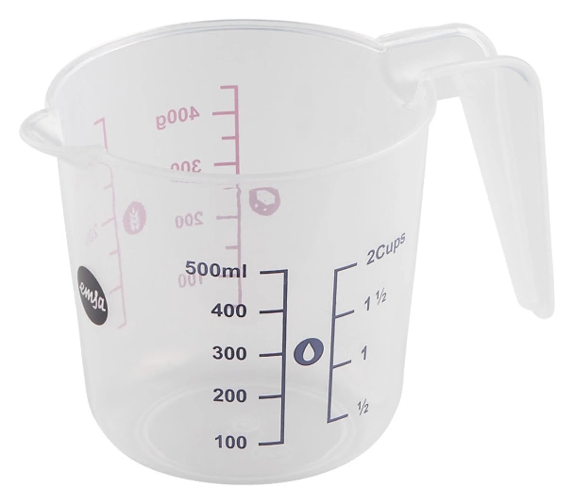 EMSA Messbecher 0,5L: Präzise Dosierung mit doppelter Skalierung, bruchsicherer Kunststoff, spülmaschinenfest, ergonomisch, ideal für jede Küche.