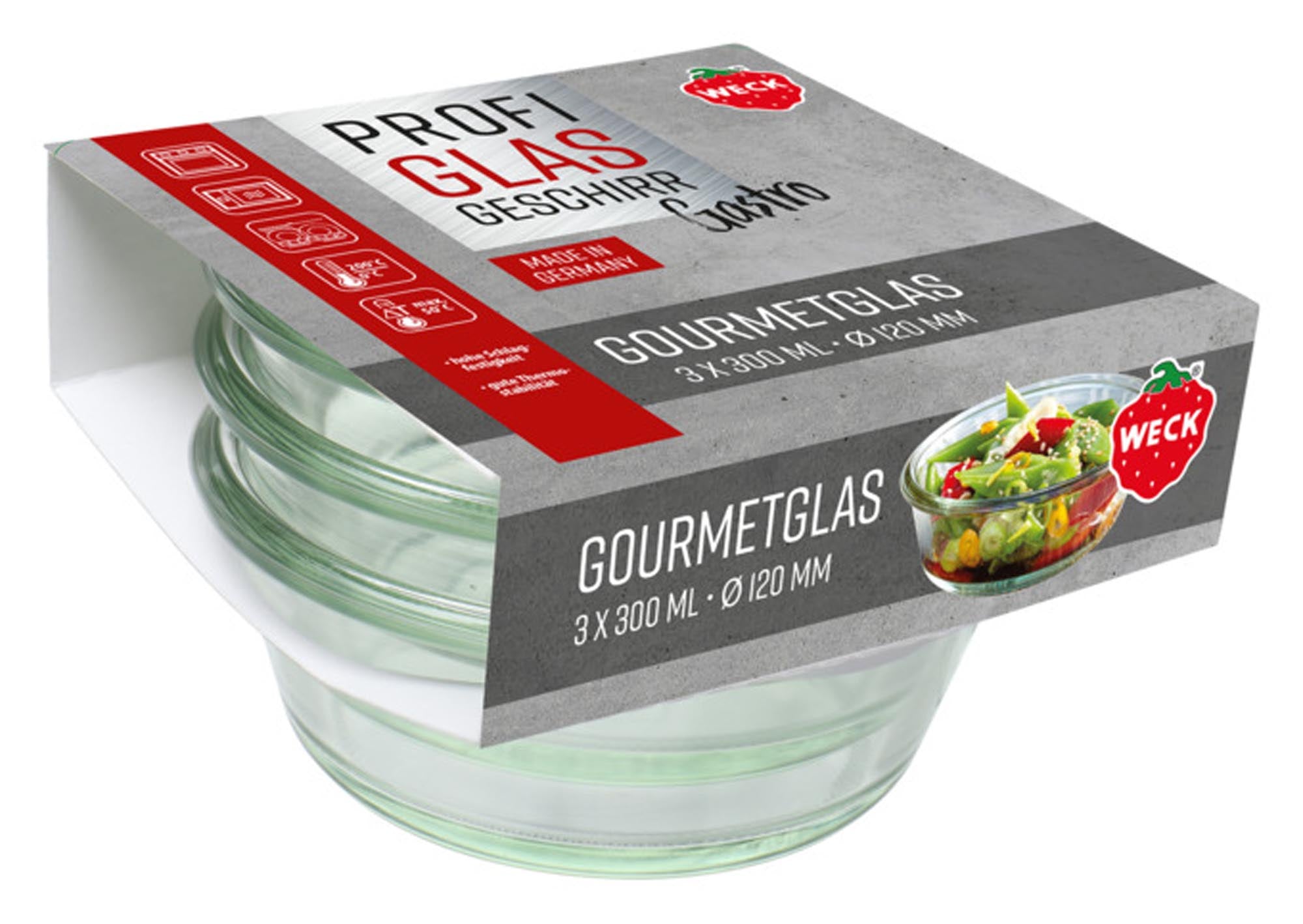 Gourmetgläser Gastropack ohne Deckel 3x300ml ø 12 cm in  präsentiert im Onlineshop von KAQTU Design AG. Küchenhelfer ist von WECK