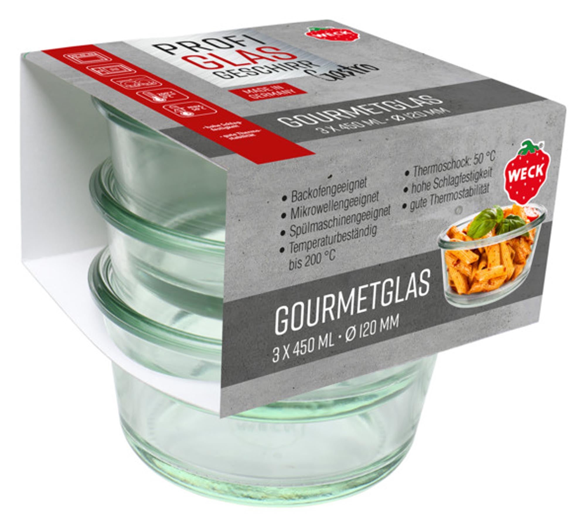 Gourmetgläser Gastropack ohne Deckel 3x450ml ø 12 cm in  präsentiert im Onlineshop von KAQTU Design AG. Küchenhelfer ist von WECK