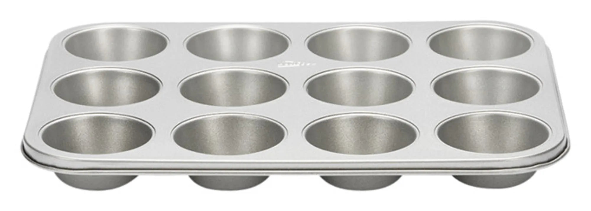 Muffin-Backblech Silver-Top 35 cm von PATISSE: 12 Mulden, Antihaft, robust, spülmaschinenfest, ideal für Muffins & Cupcakes.