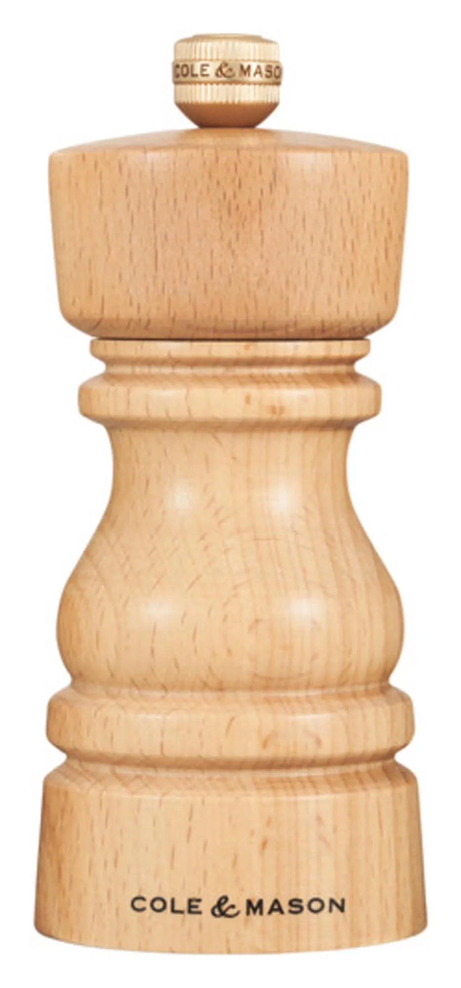 Elegante Salzmühle aus Buchenholz mit präzisem Keramikmahlwerk, 13x5.6 cm, ideal für stilvolles Würzen.