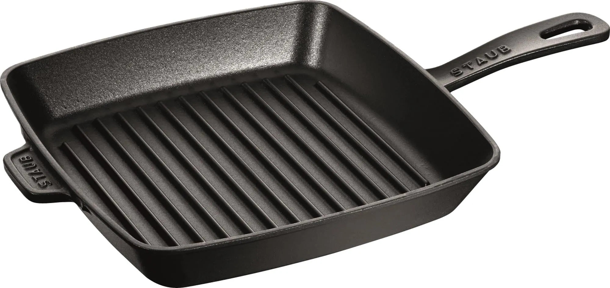 Staub Grillpfanne: Quadratisch, ideal für saftige Grillstreifen.