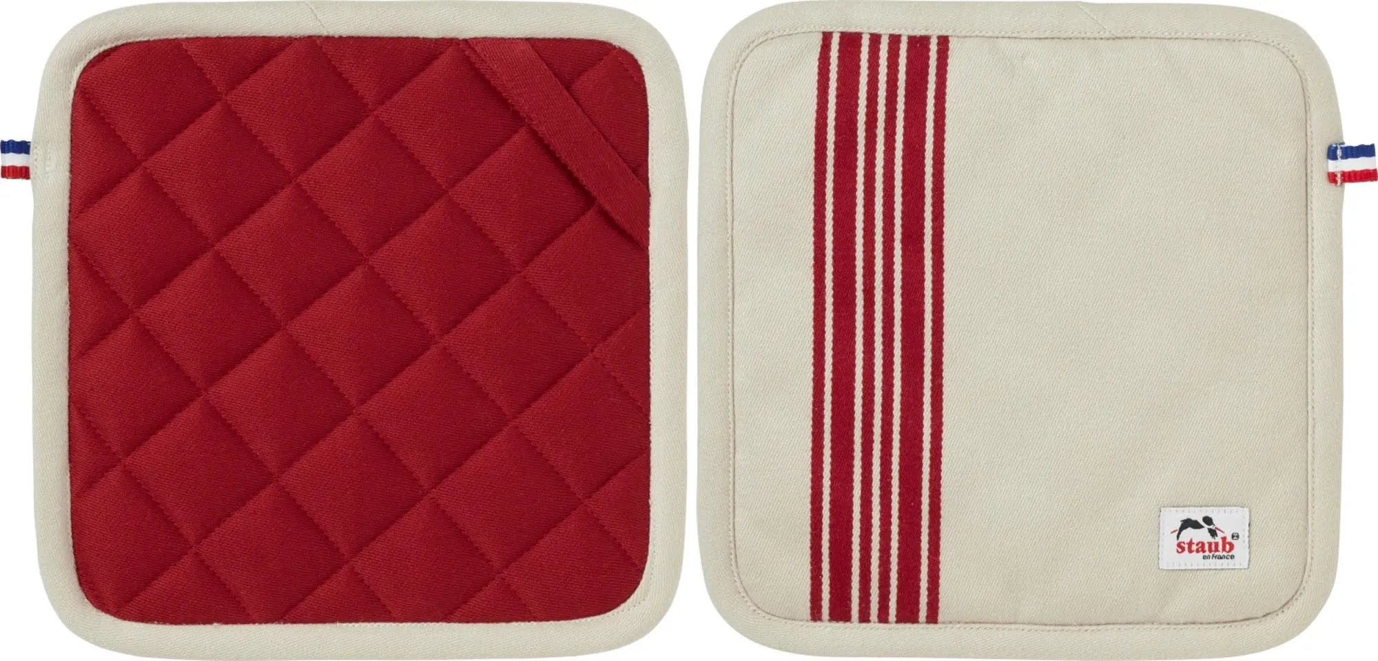 Topflappen 2-tlg,, 21 x 21 cm, 100% Baumwolle, Rot - KAQTU Design