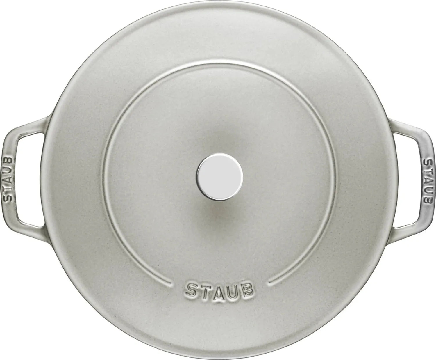 Staub Chistera 28 cm Gusseisenpfanne in Weißer Trüffel für Gourmets.