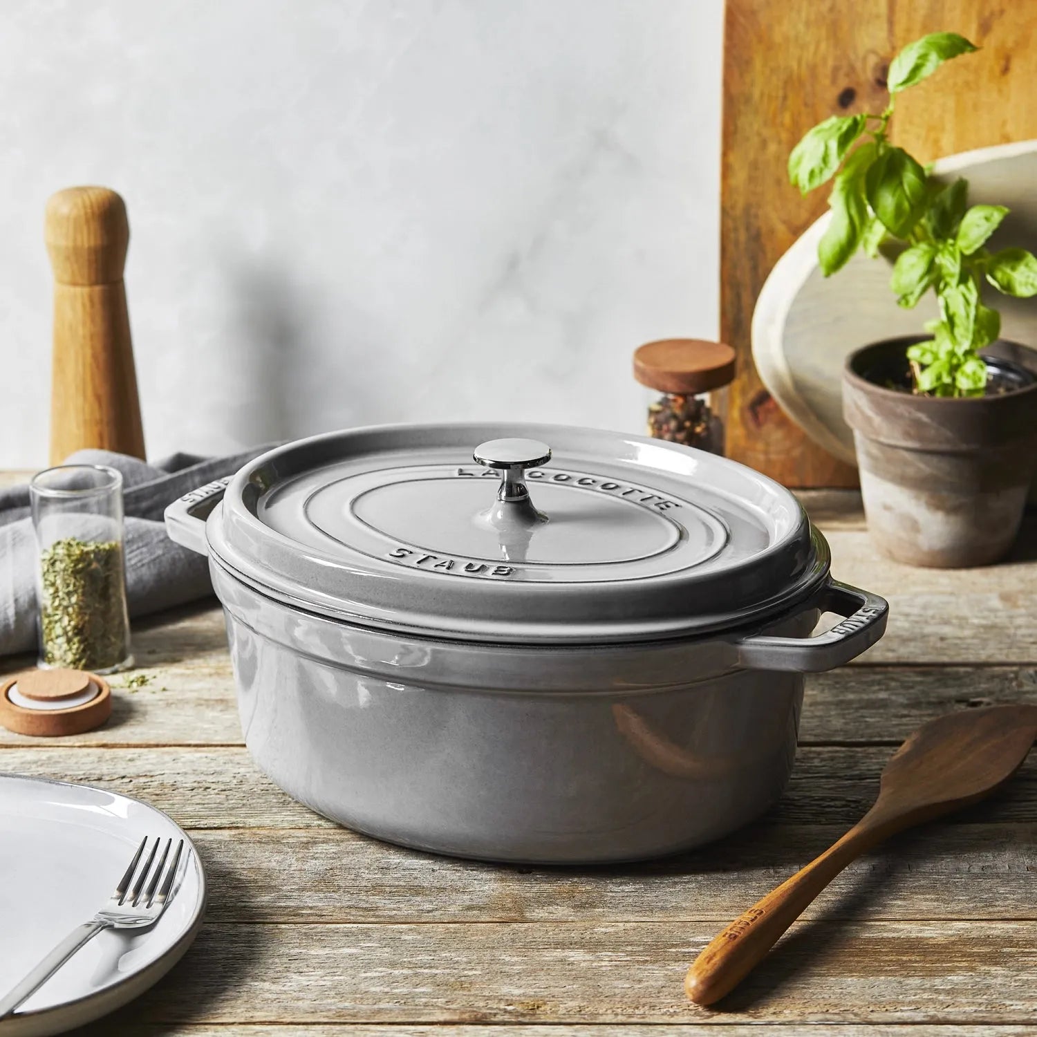 Cocotte 31 cm, oval, Graphit-Grau, Gusseisen 5.5l