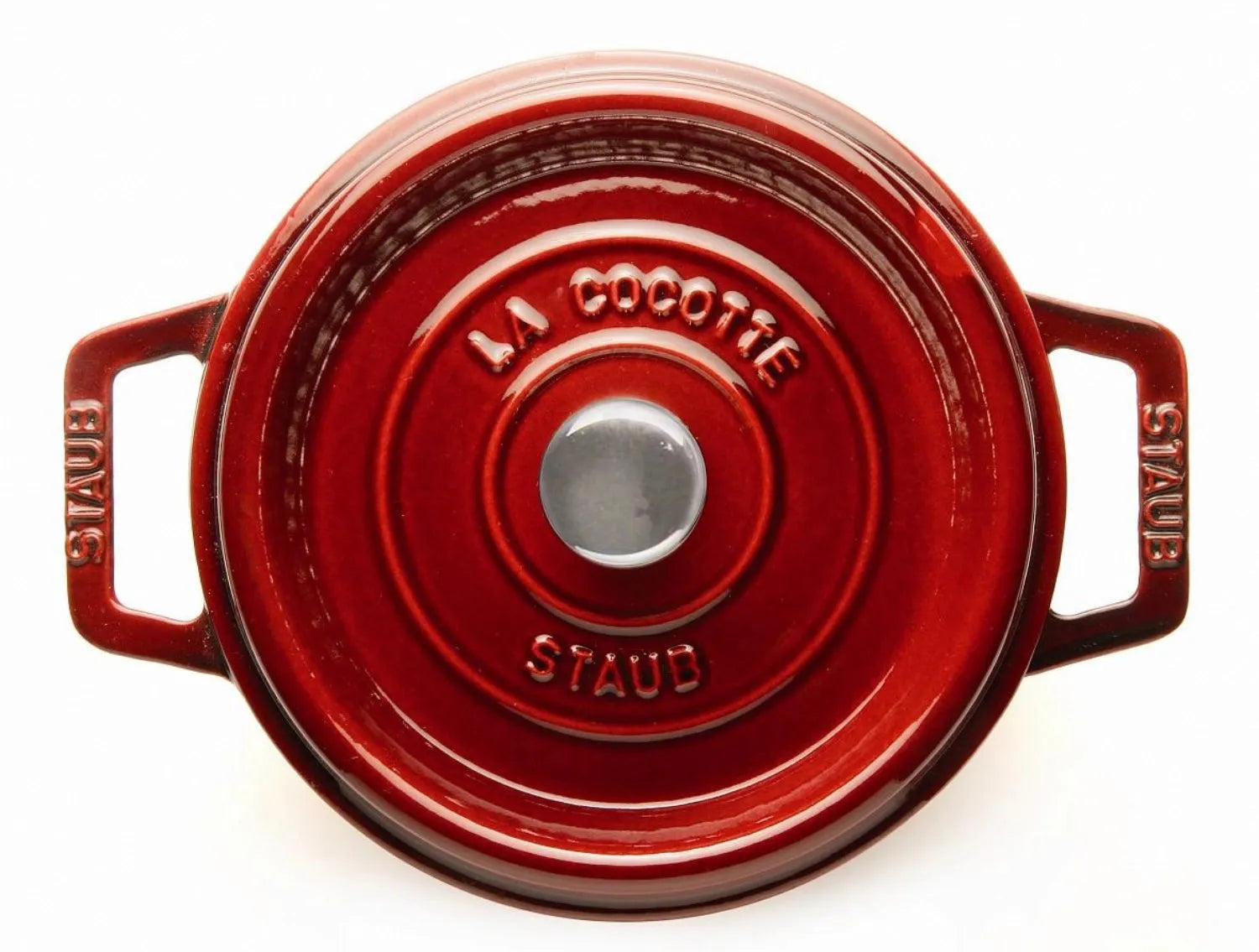 Staub Cocotte 24 cm: Perfekte Gusseisen-Kochkunst in Grenadine-Rot.