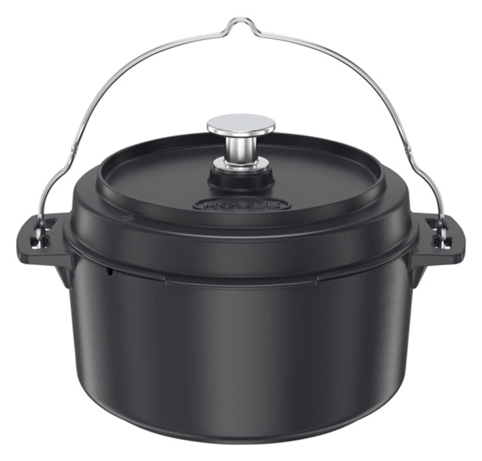 Robuster RÖSLE Dutch Oven aus Gusseisen, ø 28 cm, ideal für Grill und Lagerfeuer. Perfekt für Eintöpfe, Brot und mehr.